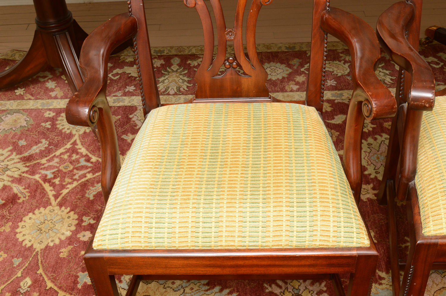 Vintage Chippendale Style Mahogany Dining Table with Chairs by Maitland-Smith