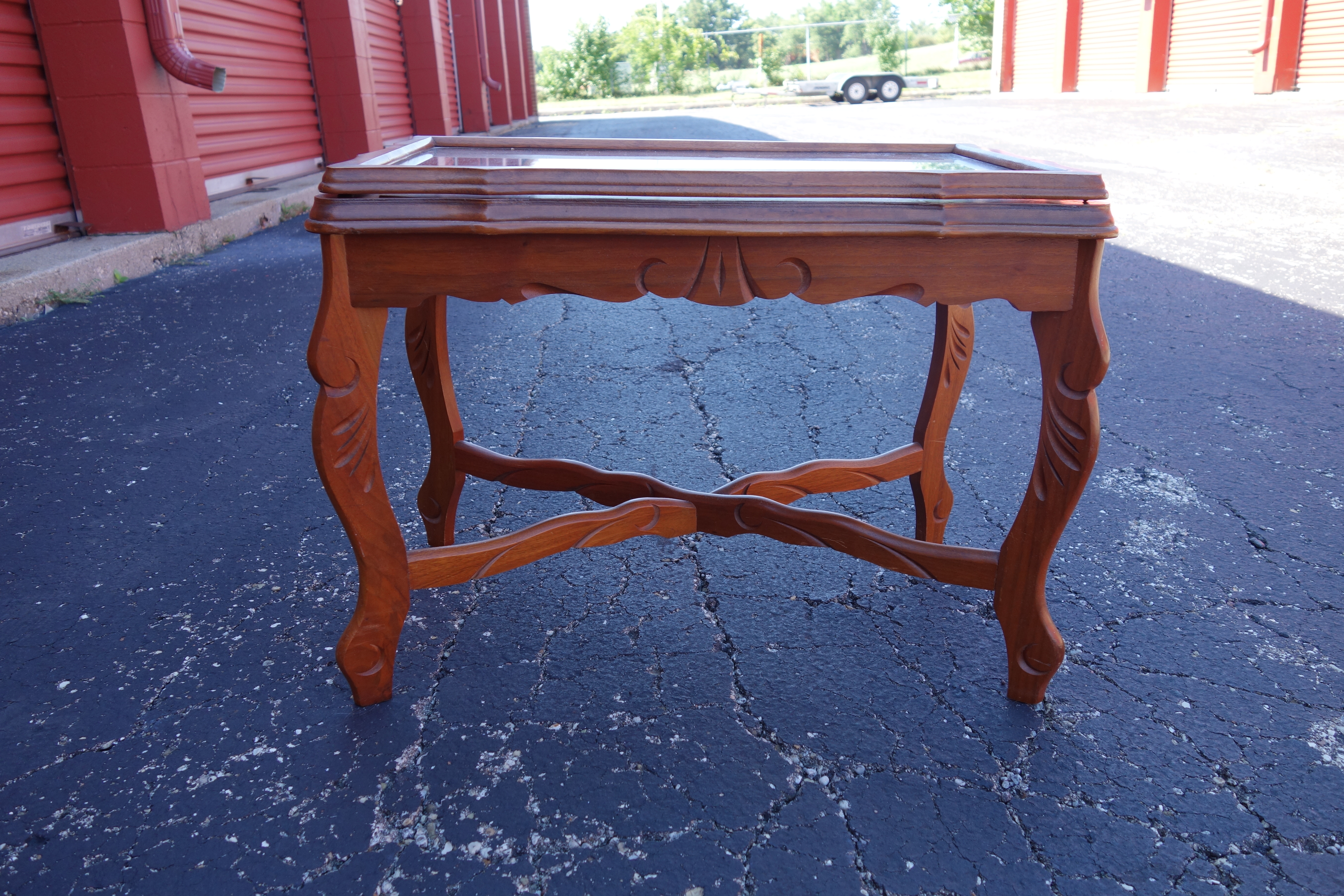 French Provincial Glass Top Display Side Table EBTH