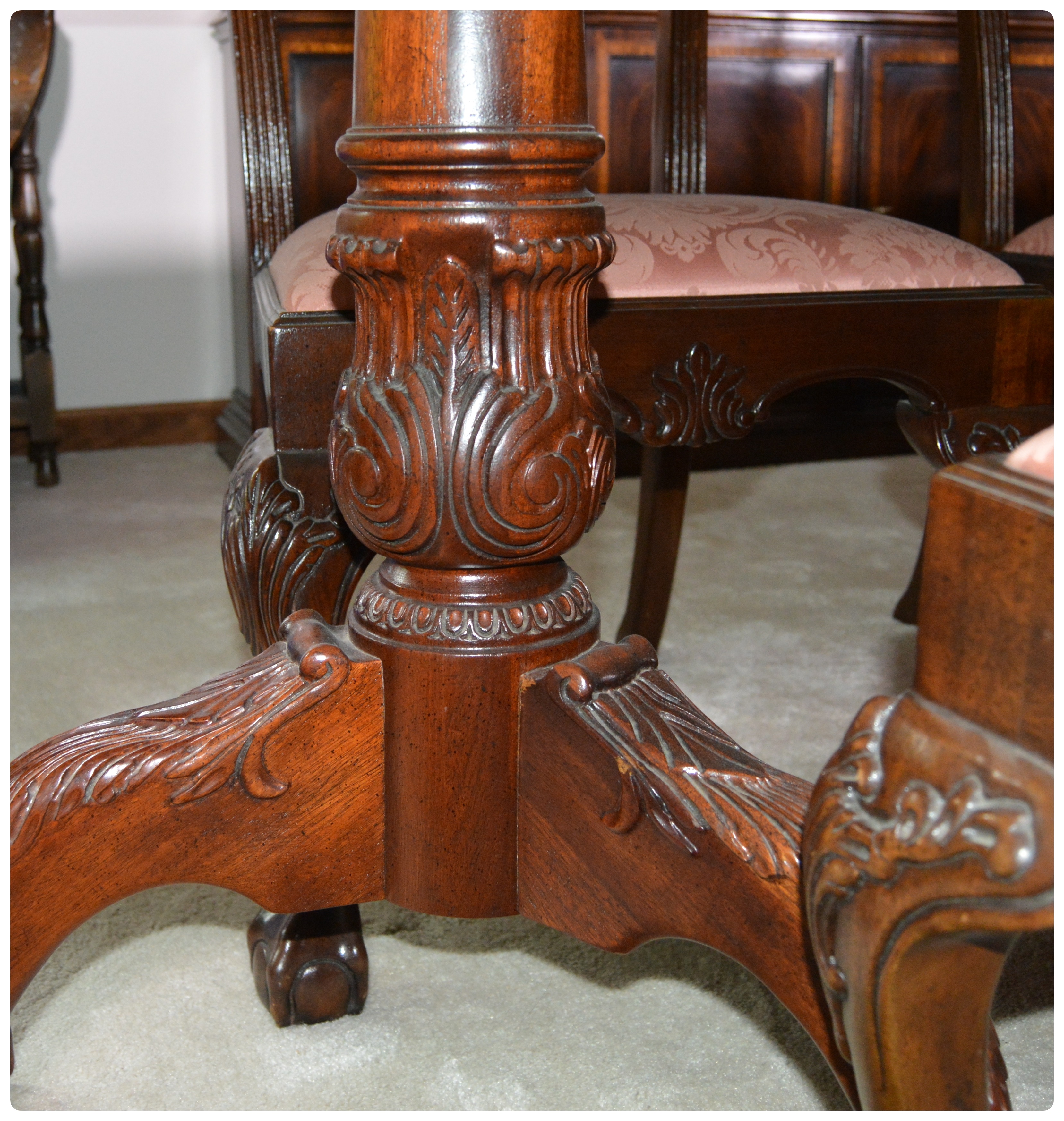 Drexel-Heritage "Heirloom" Collection Chippendale Style Dining Table and Chairs