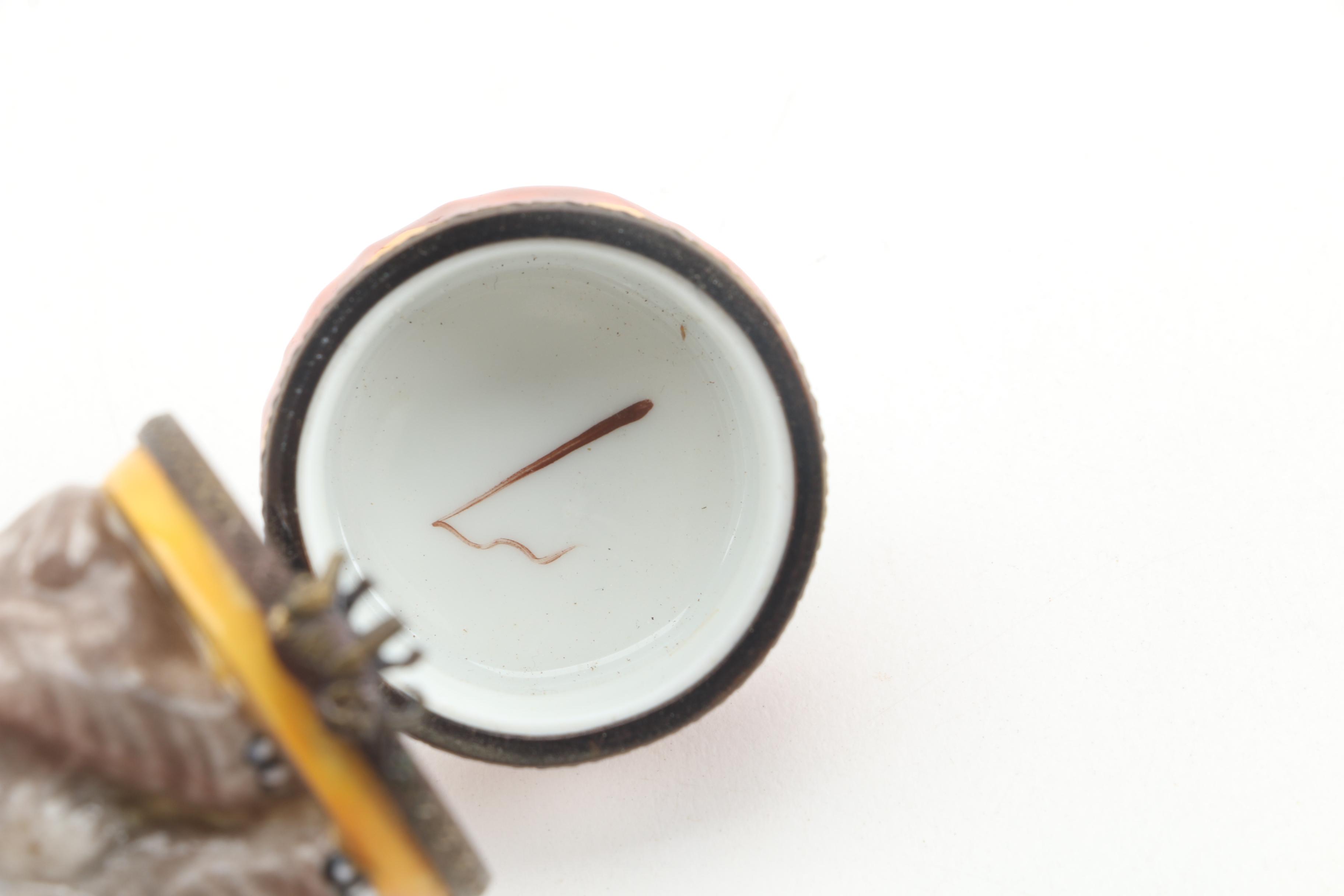 Limoges Hand-Painted Elephant Shaped Porcelain Trinket Box