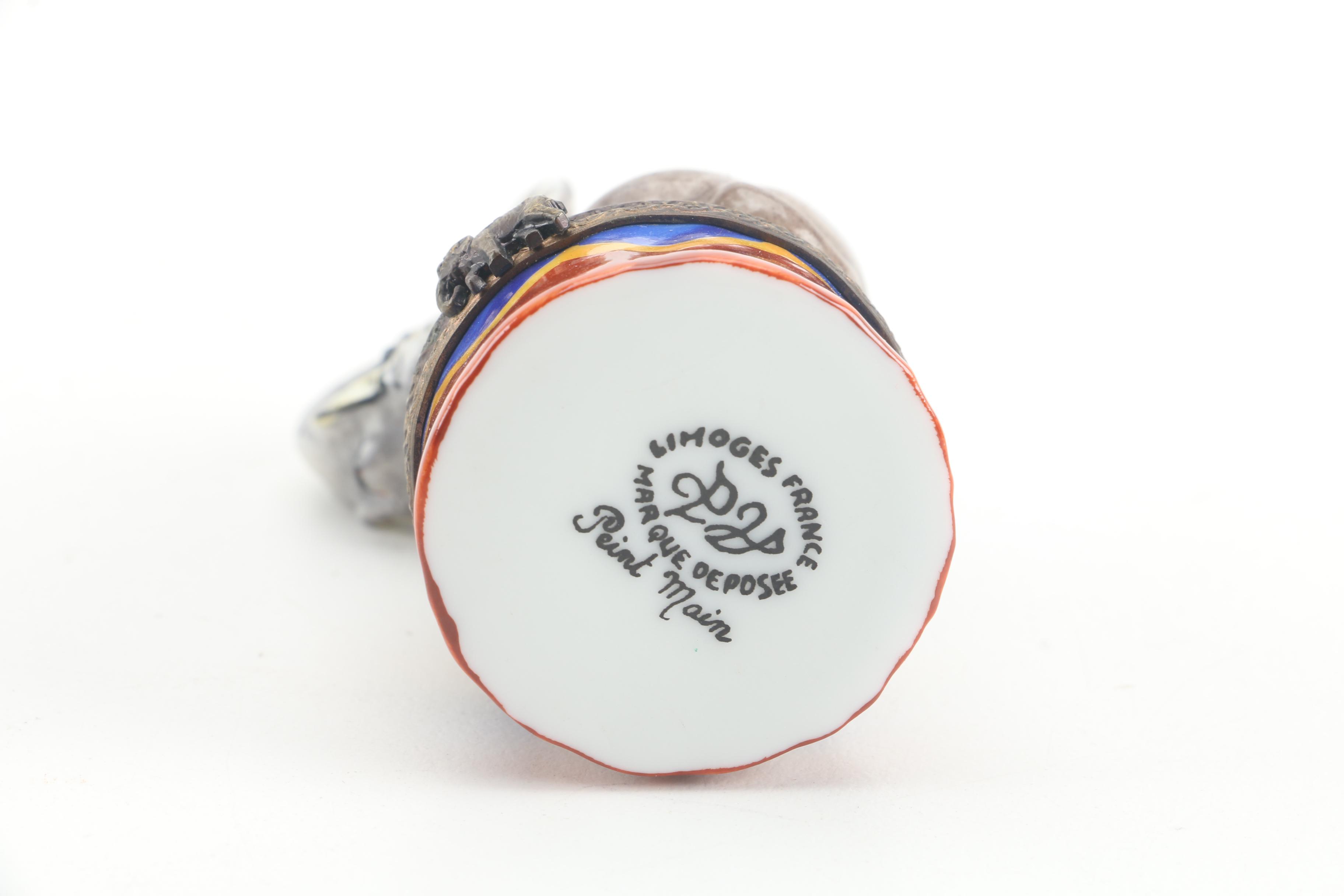 Limoges Hand-Painted Elephant Shaped Porcelain Trinket Box