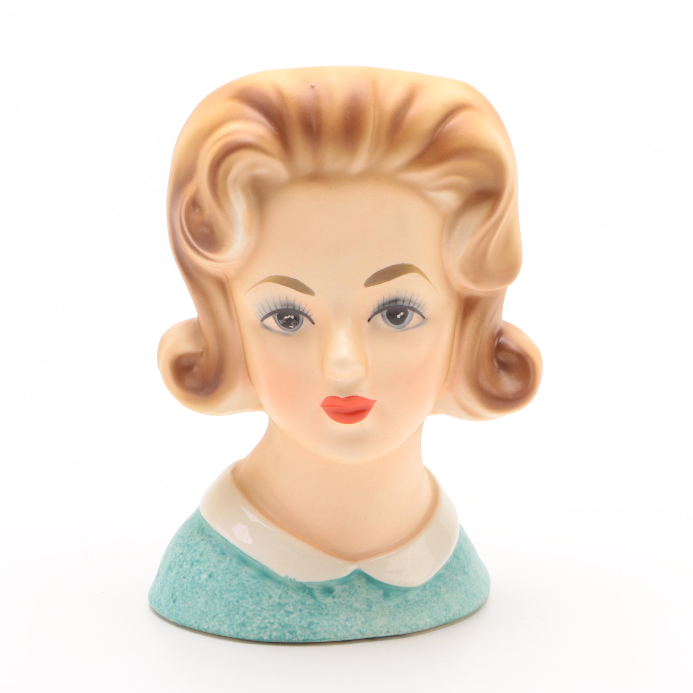 Vintage Inarco Ceramic Lady Head Vase