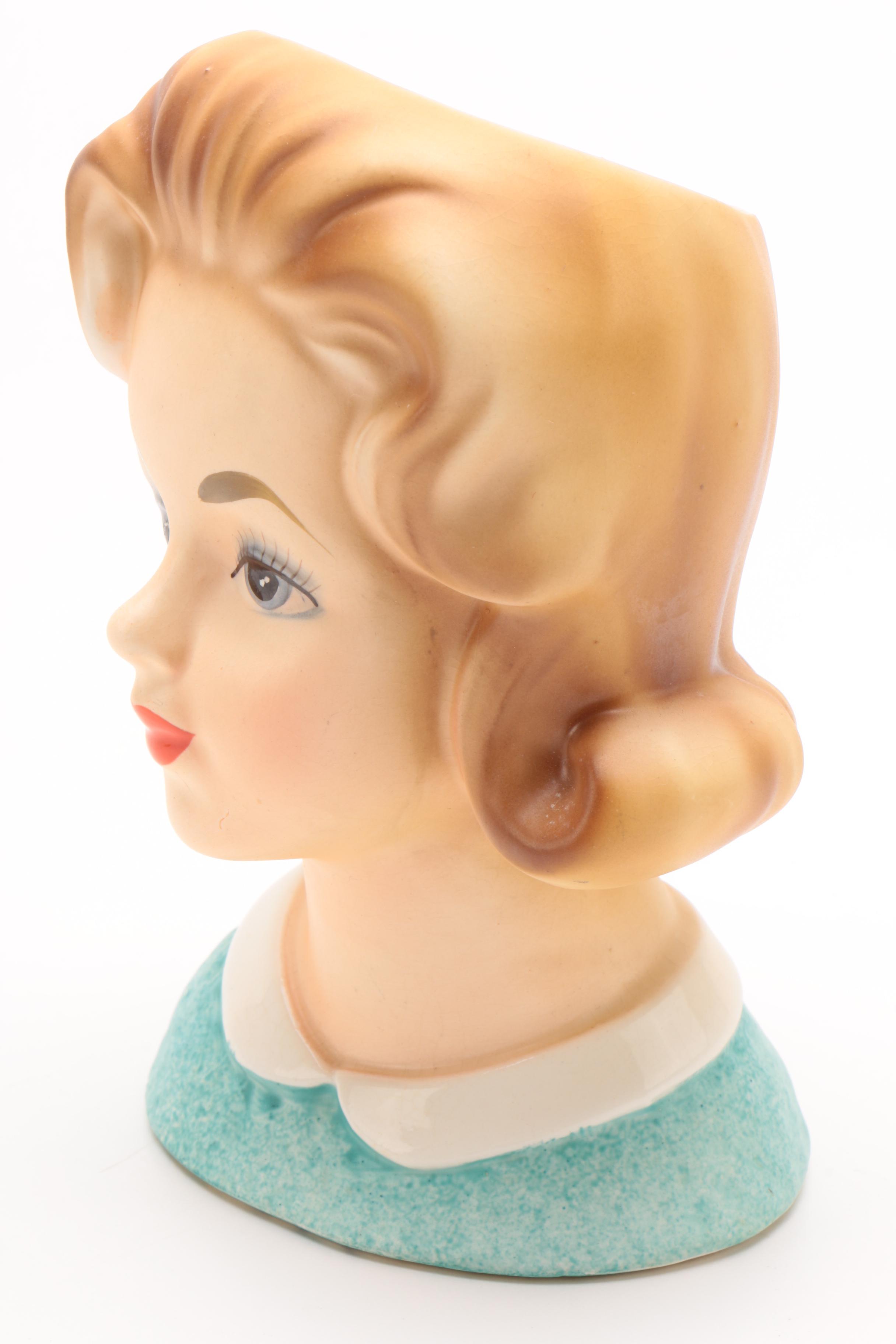 Vintage Inarco Ceramic Lady Head Vase