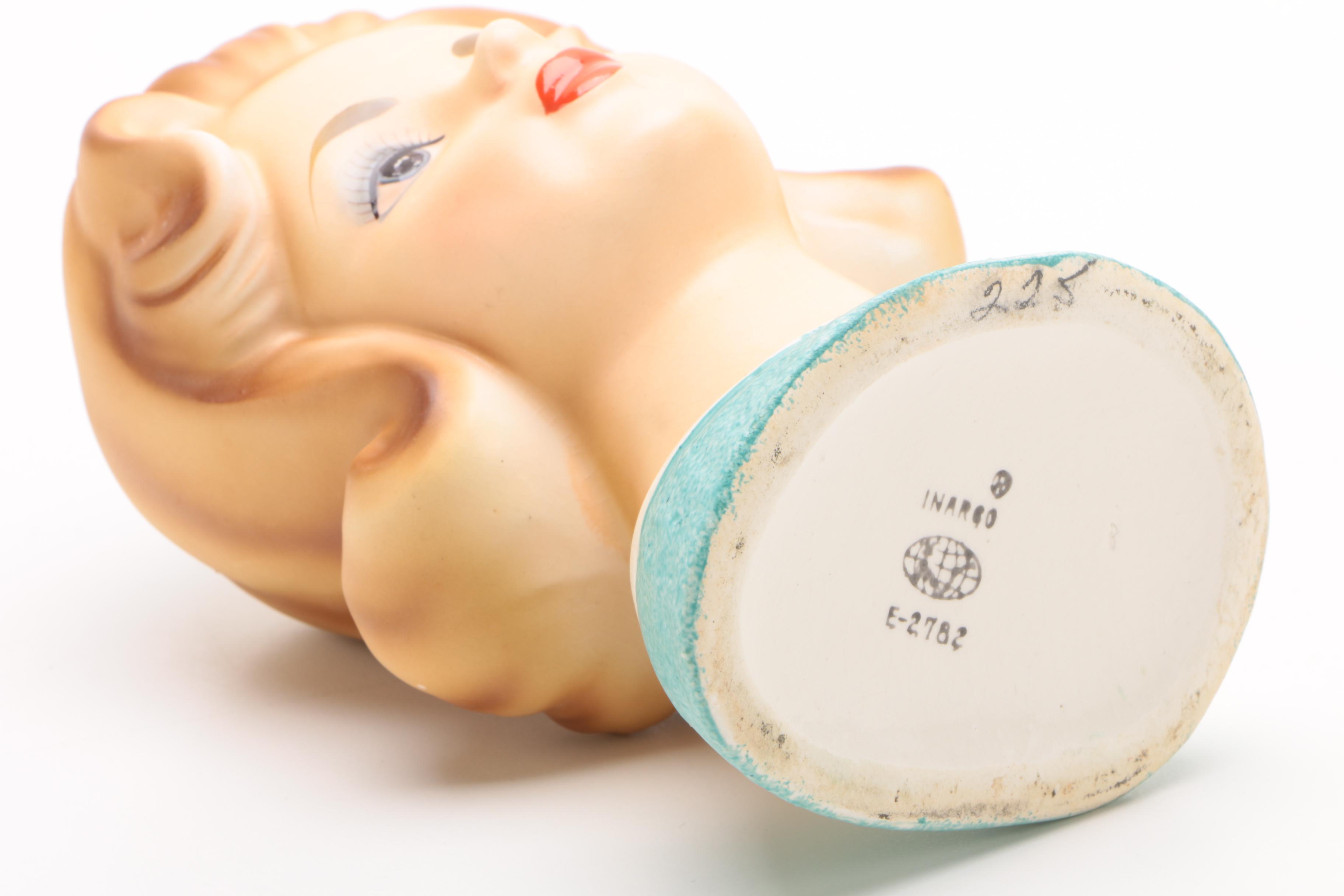 Vintage Inarco Ceramic Lady Head Vase