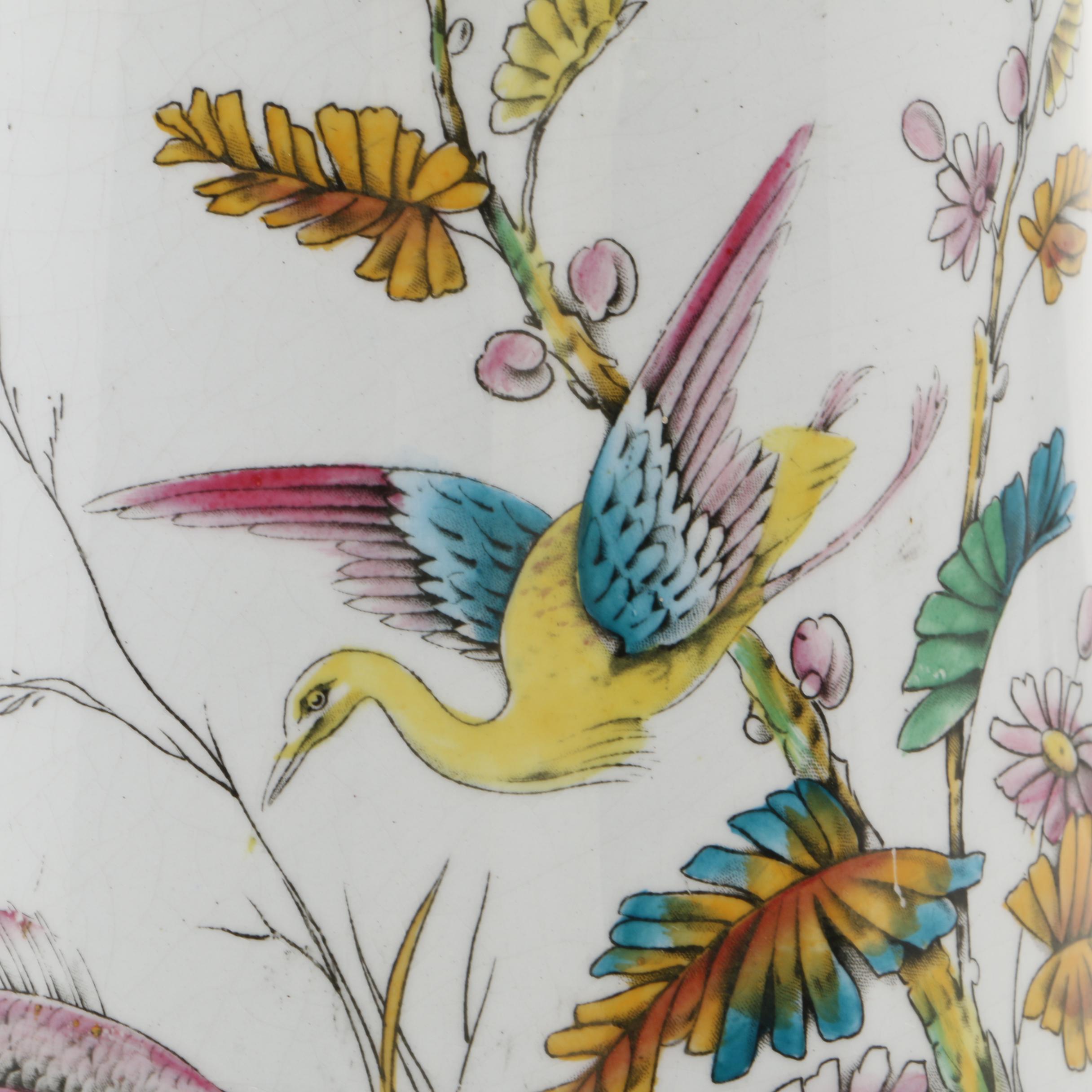 Hand Painted Porcelain Covered Pitcher with Entwined Handle