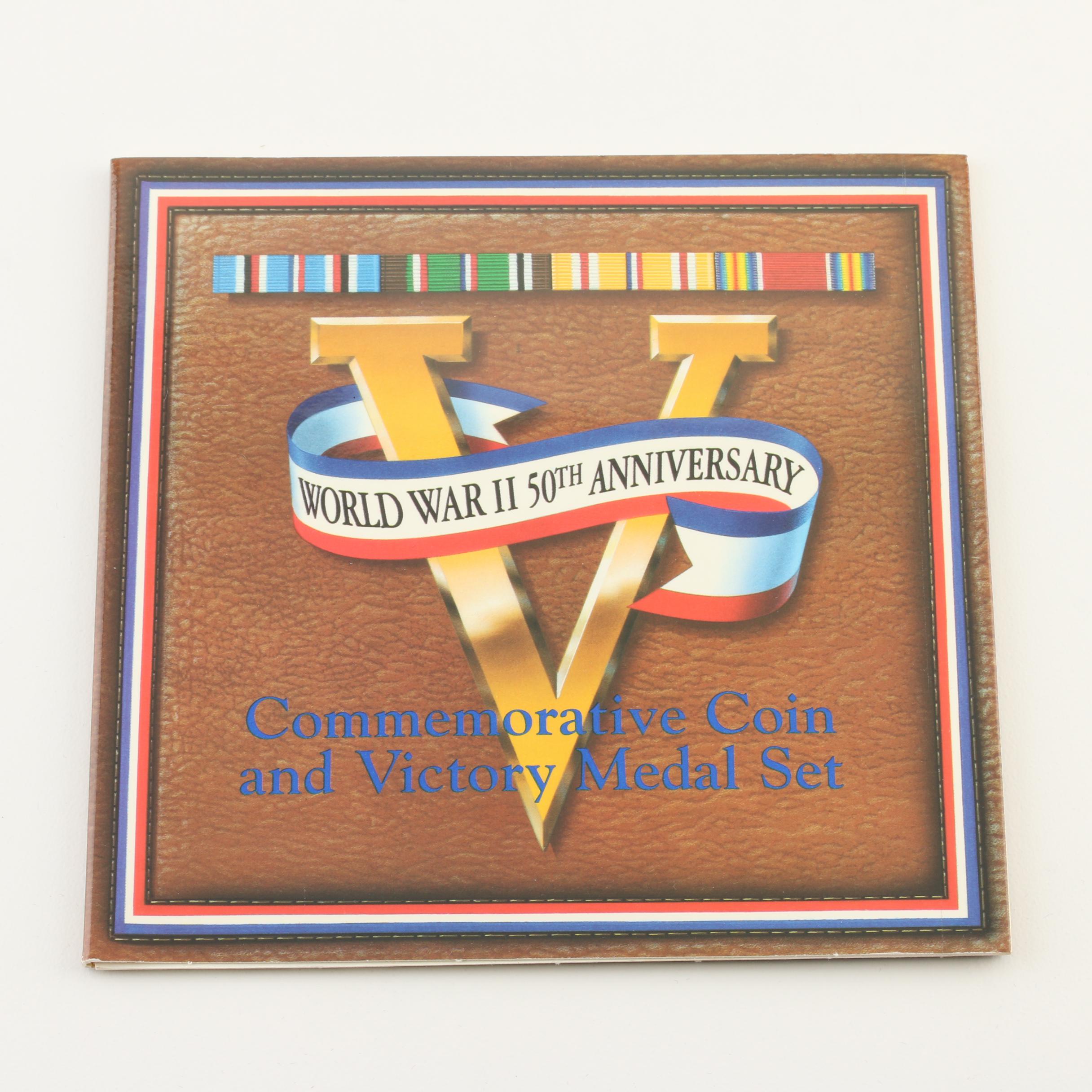 World War II 50th Anniversary Commemorative Coin and Victory Medal Set