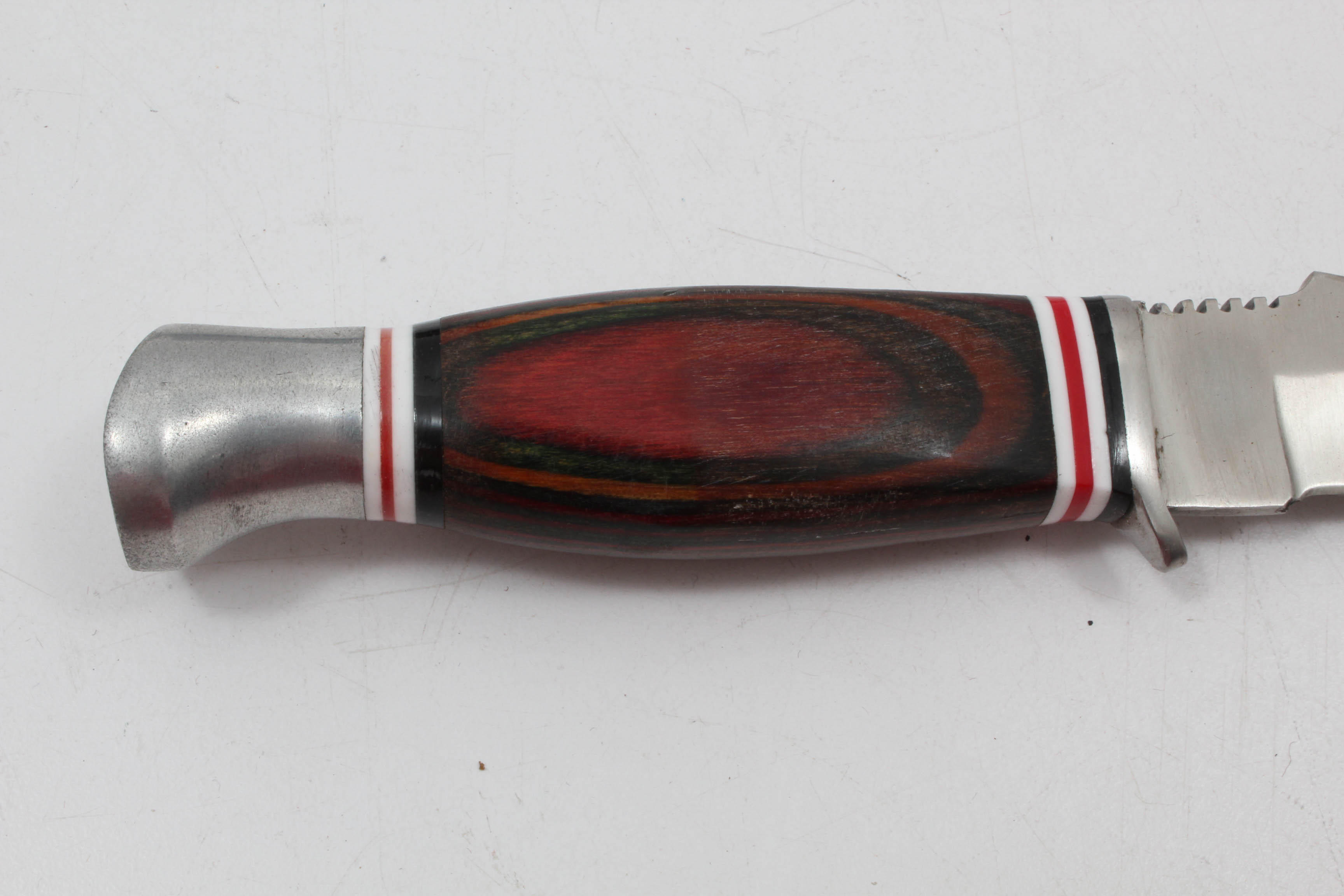 Pakistani Made 4.5" Wood Handled Knife with Tooled Leather Case