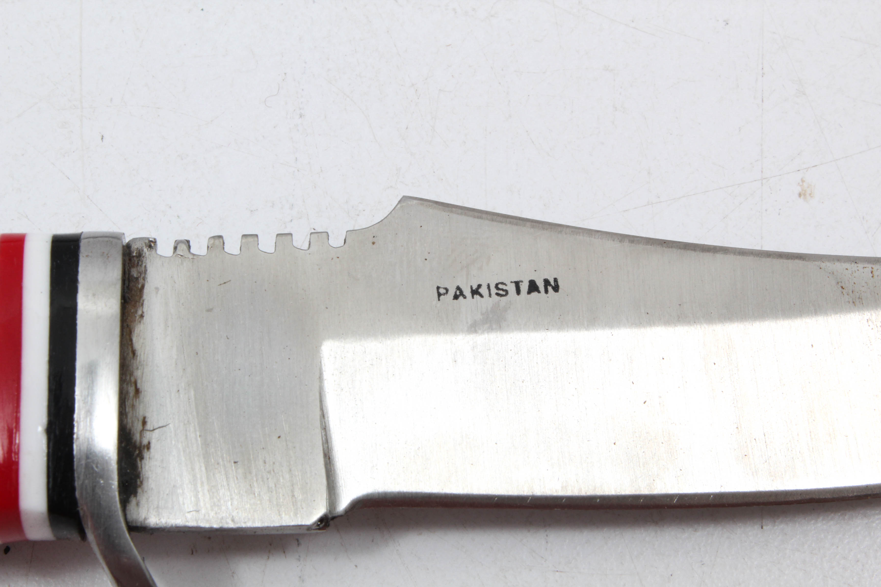 Pakistani Made 4.5" Wood Handled Knife with Tooled Leather Case