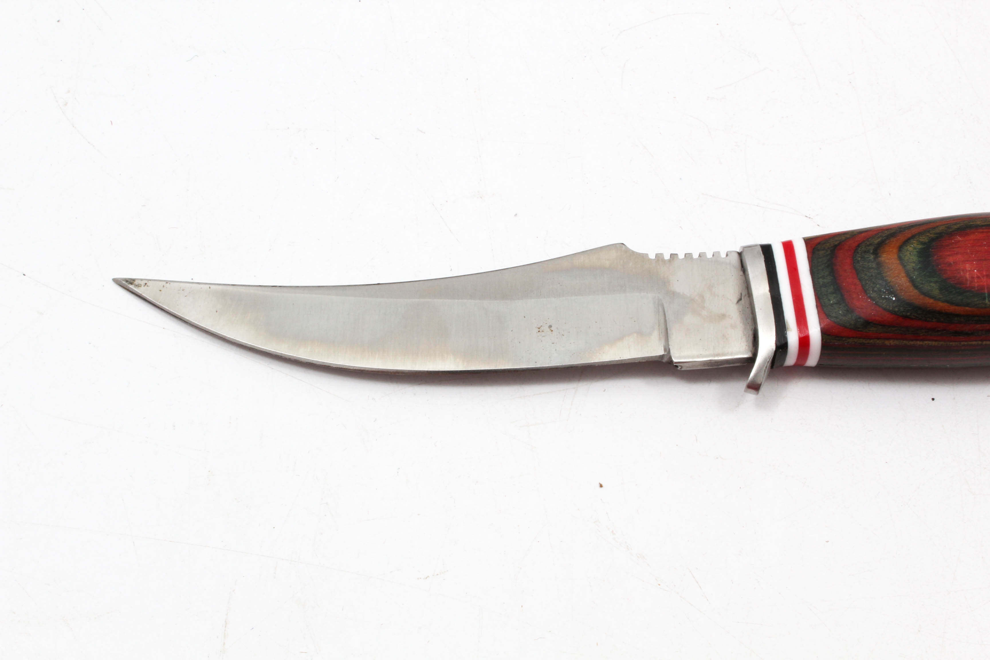 Pakistani Made 4.5" Wood Handled Knife with Tooled Leather Case