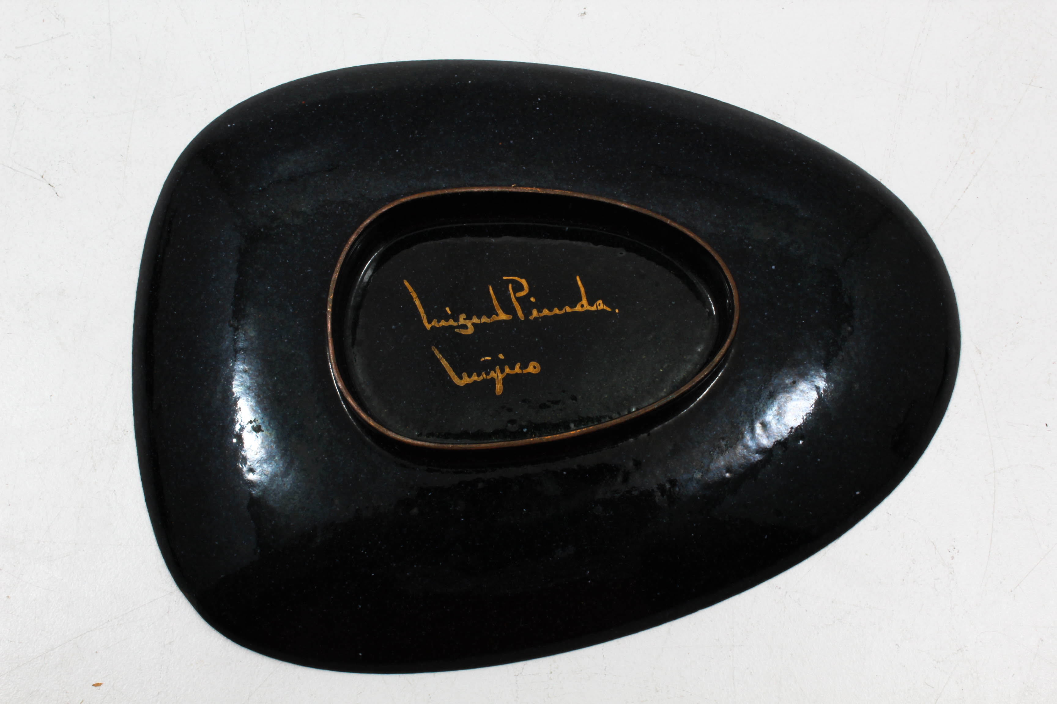 Three Mid Century Miguel Pineda Enamel on Copper Dishes