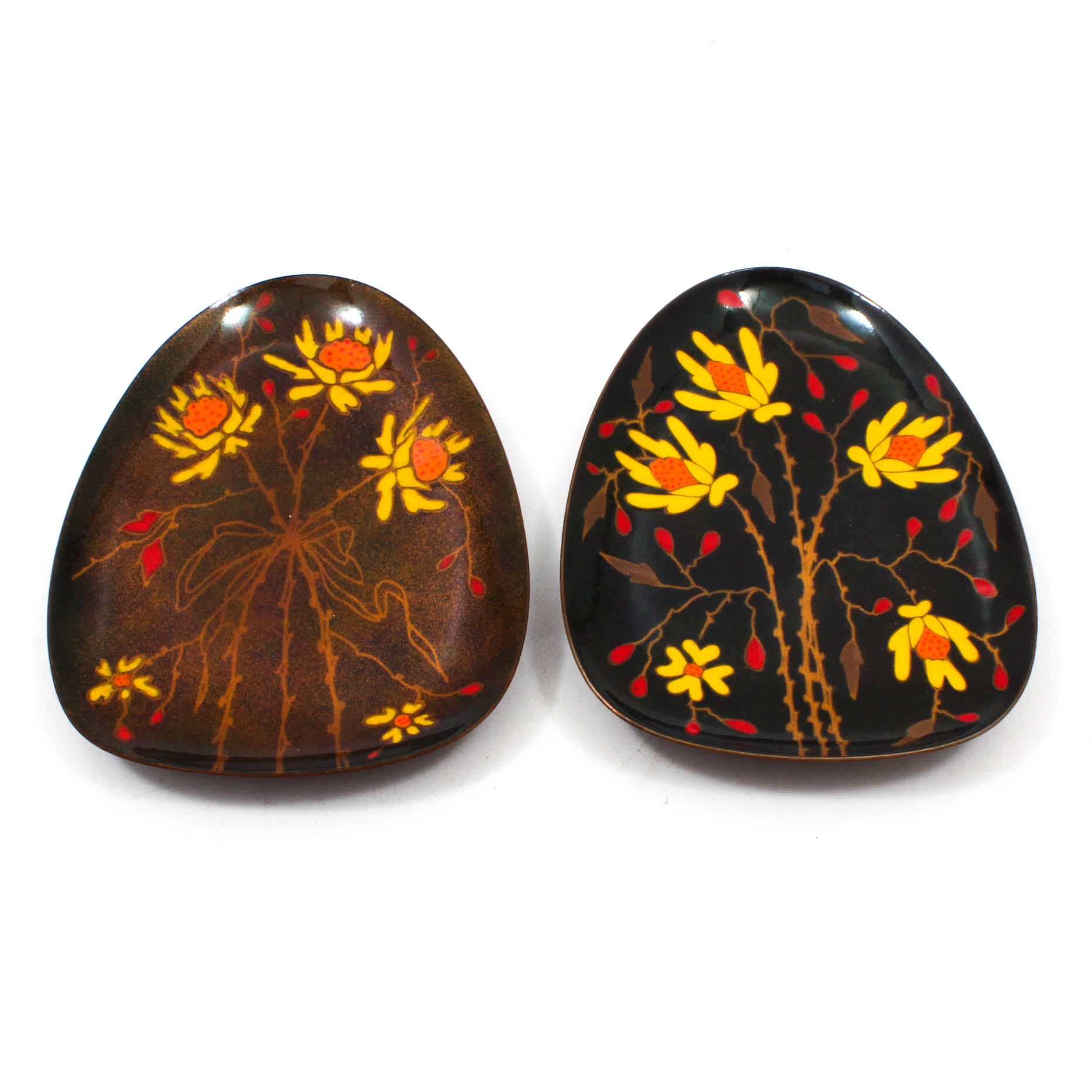 Two Mid Century Miguel Pineda Enamel on Copper Dishes