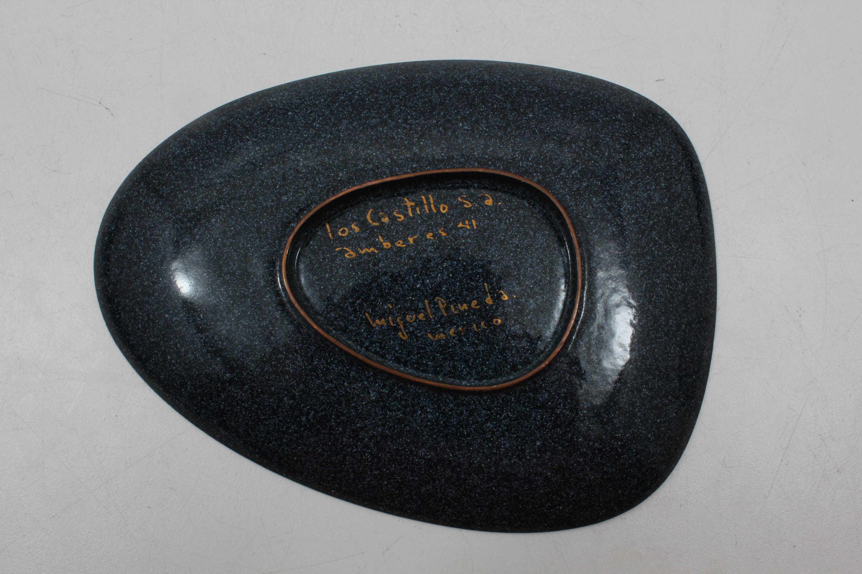 Two Mid Century Miguel Pineda Enamel on Copper Dishes