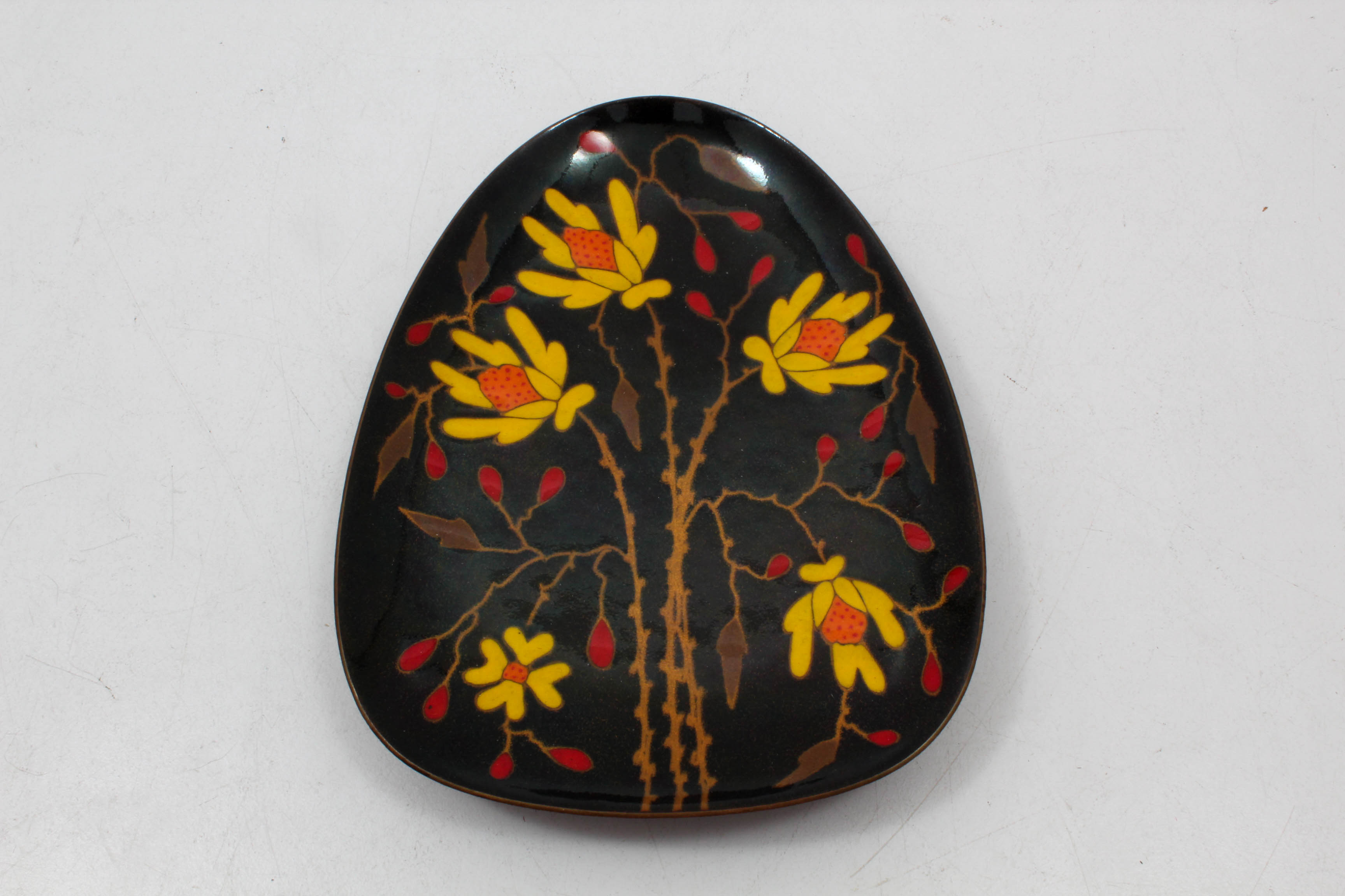 Two Mid Century Miguel Pineda Enamel on Copper Dishes