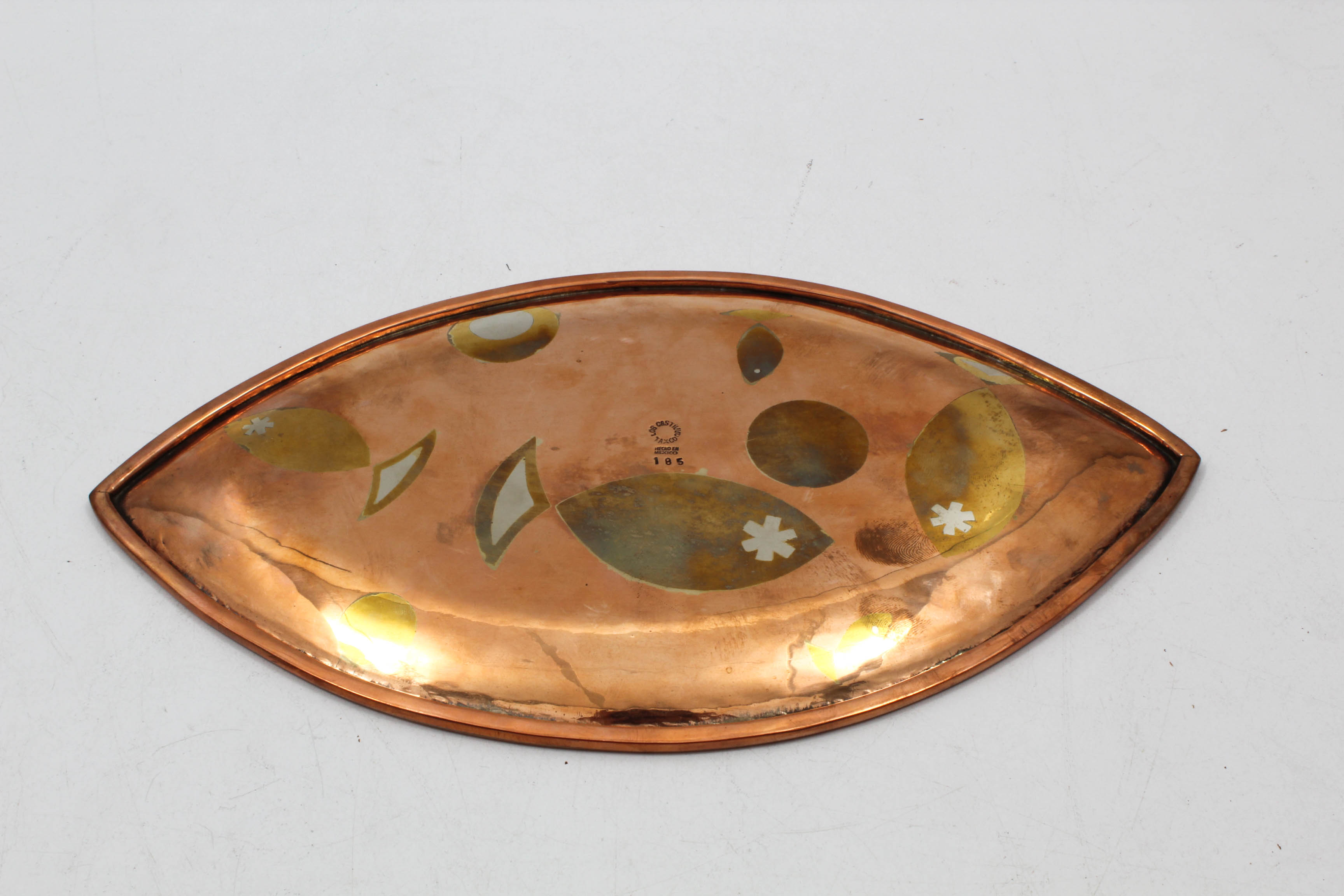 Los Castillo Taxco Brutalist Style Mixed Metal Dish