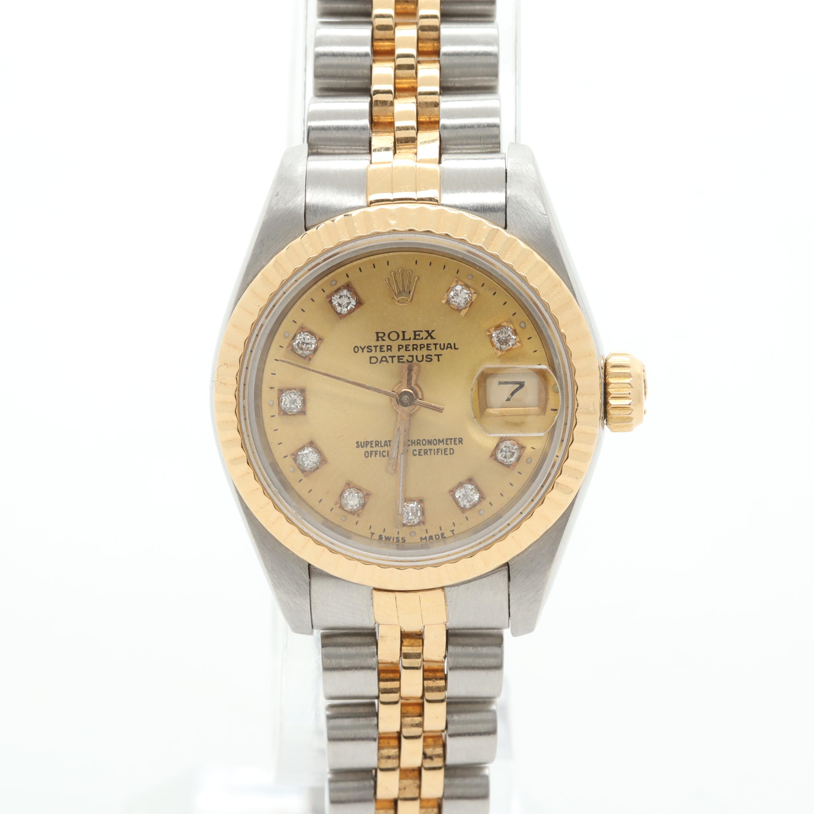 Circa 1989 Rolex Stainless Steel and 18K Yellow Gold Diamond Watch