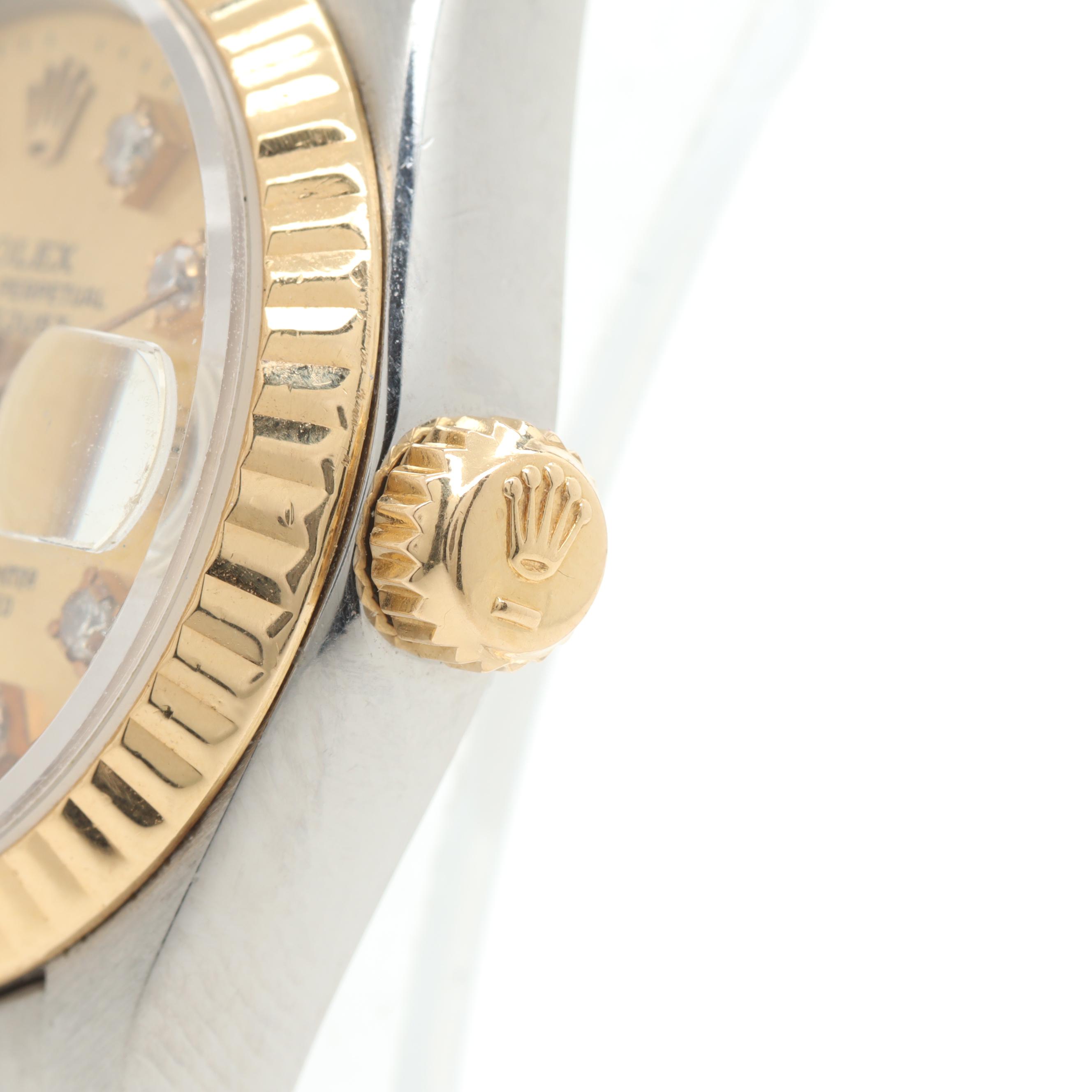 Circa 1989 Rolex Stainless Steel and 18K Yellow Gold Diamond Watch