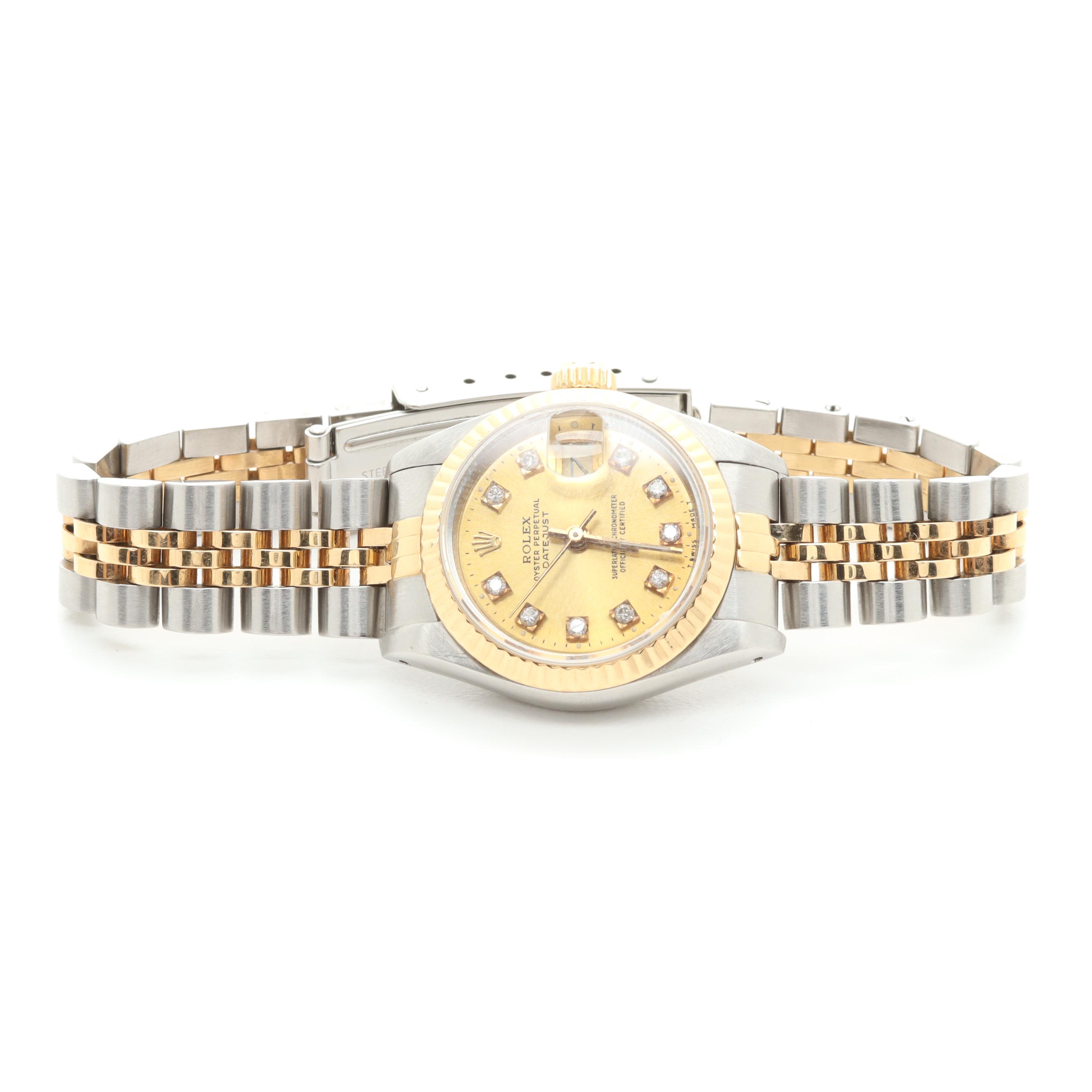 Circa 1989 Rolex Stainless Steel and 18K Yellow Gold Diamond Watch
