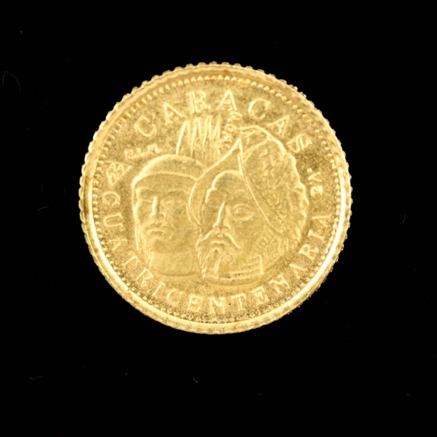 1967 Venezuaela Caracas 400 Year Anniversary .900 Gold Coin