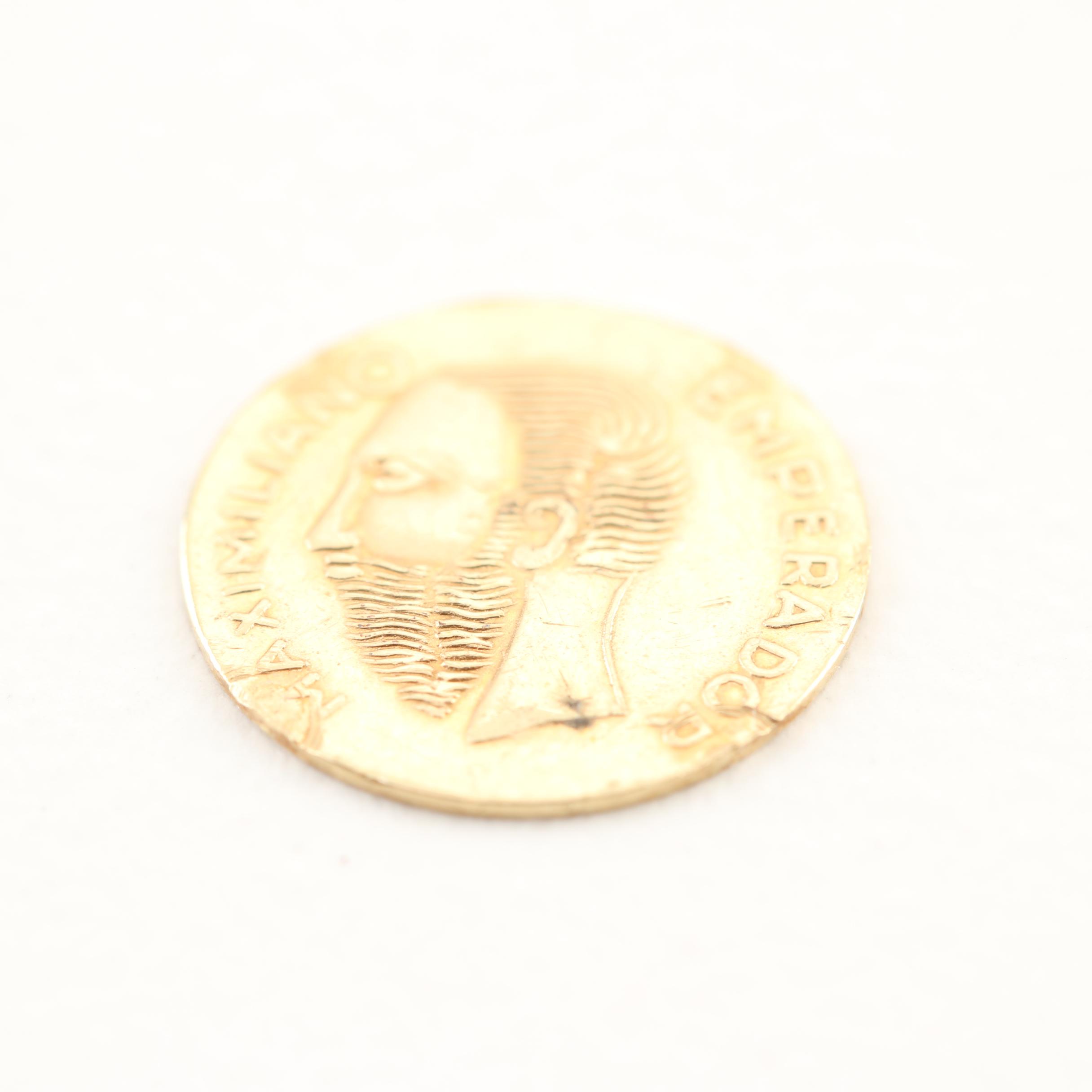 1865 Mexico Maximiliano Mini Gold Coin Replica