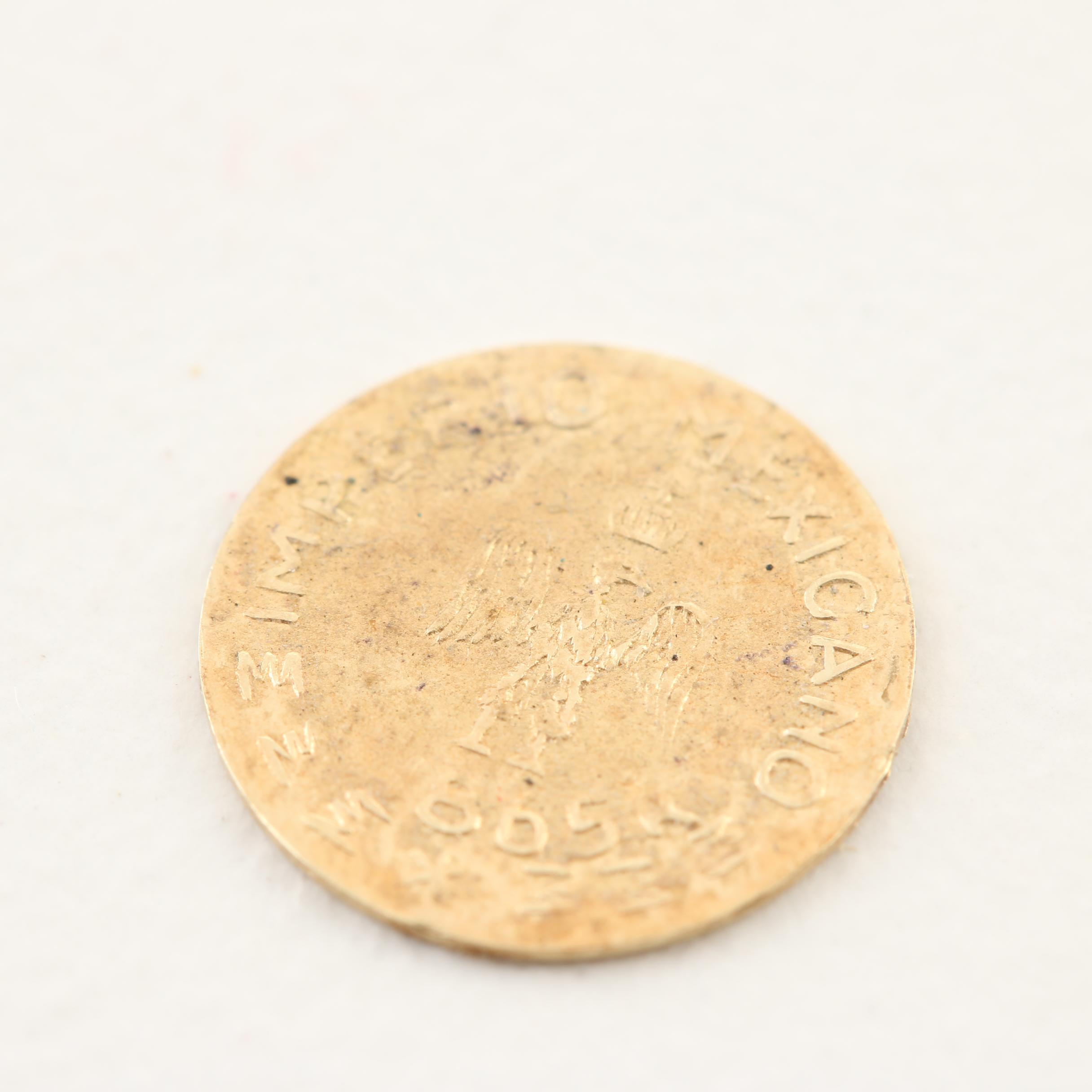 1865 Mexico Maximiliano Mini Gold Coin Replica