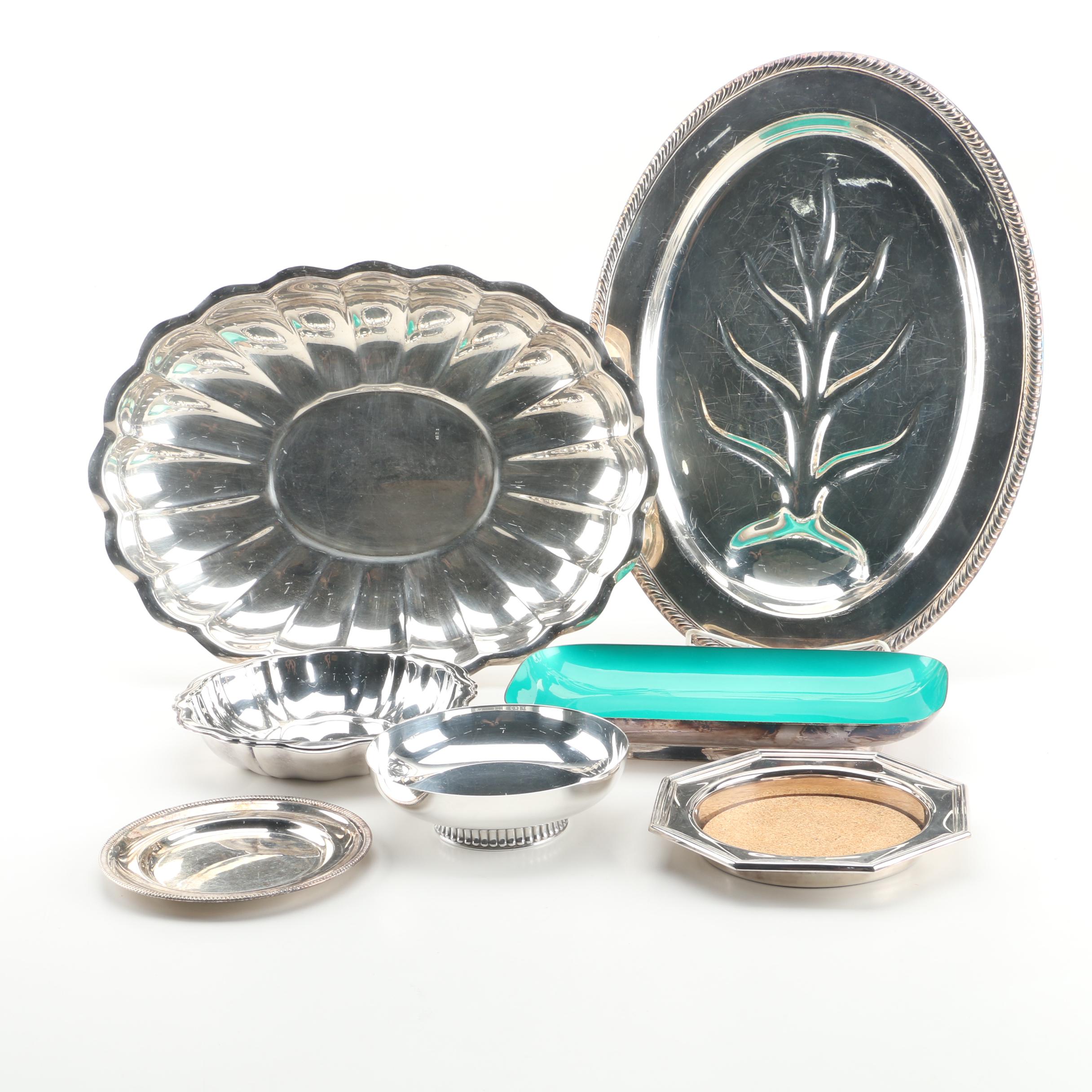 Reed & Barton "Embassy" Enameled Bread Tray with Other Silver Plate Serveware