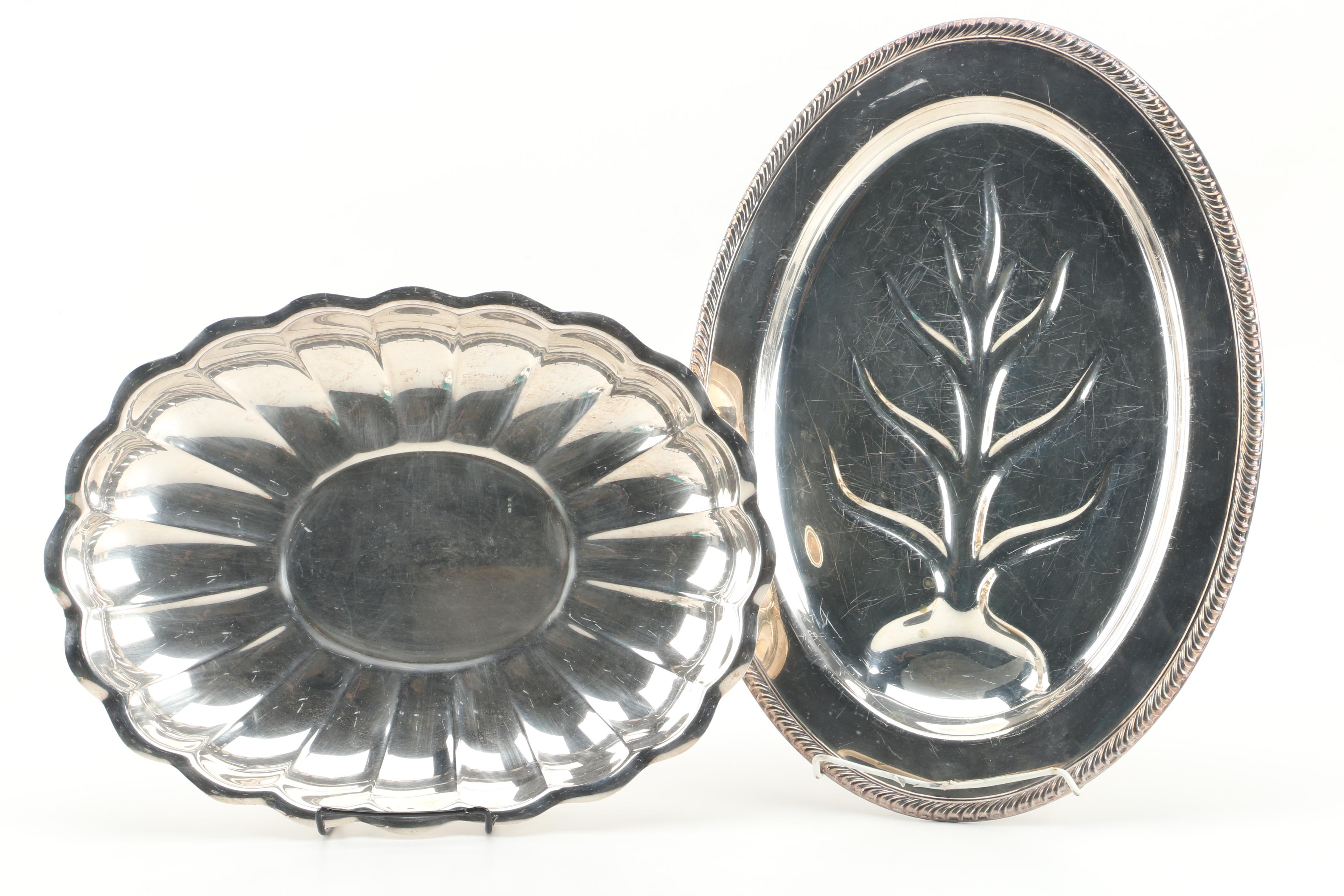 Reed & Barton "Embassy" Enameled Bread Tray with Other Silver Plate Serveware