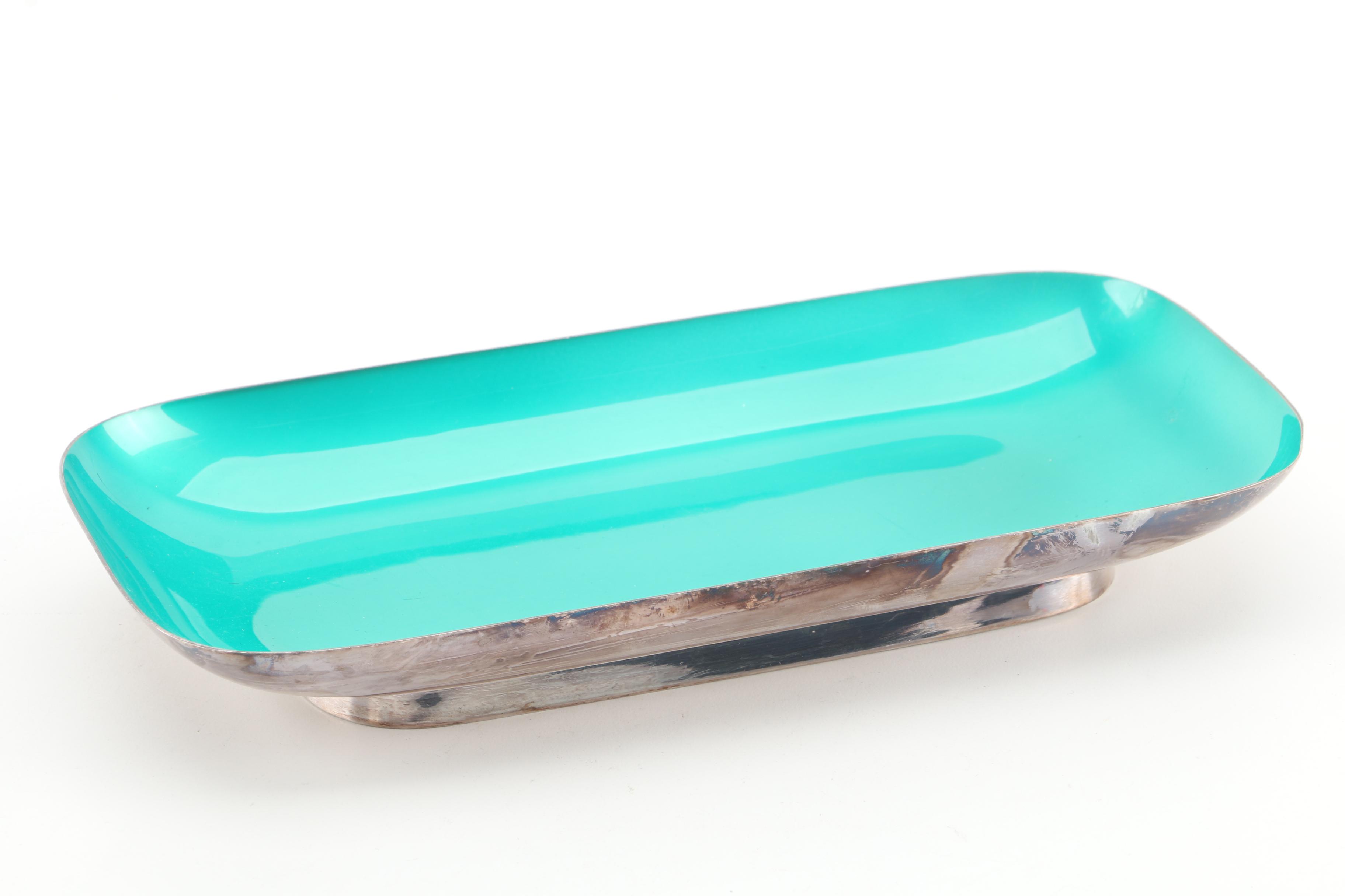 Reed & Barton "Embassy" Enameled Bread Tray with Other Silver Plate Serveware