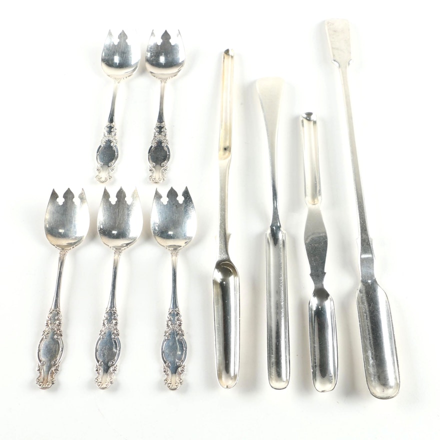 Wm. Rogers Silver Plate Ice Cream Forks with English Marrow Scoops