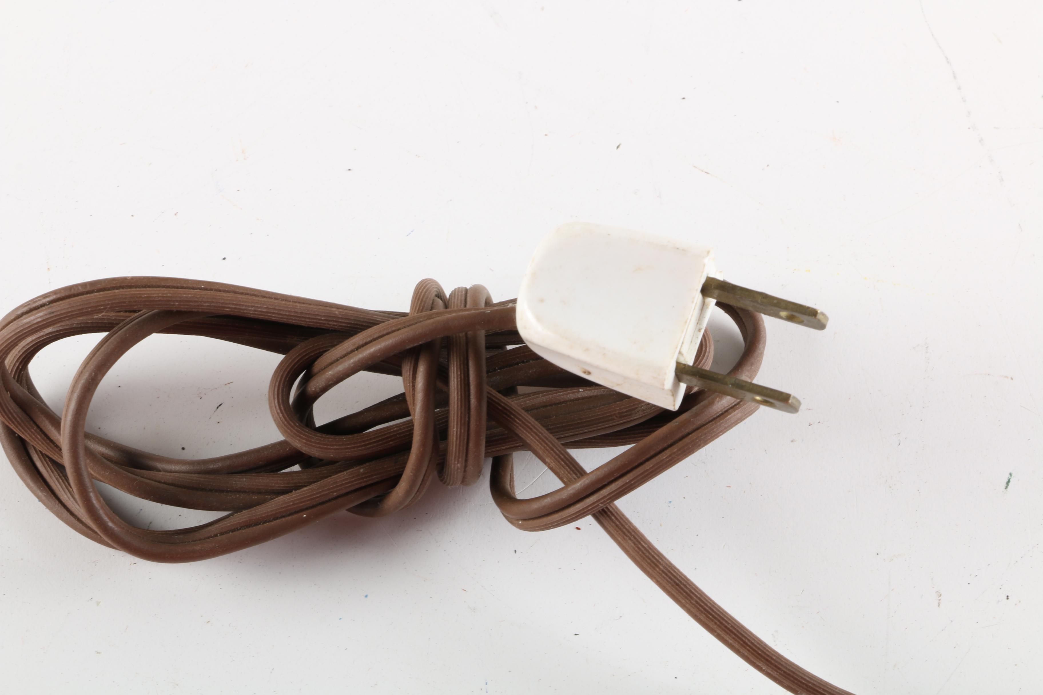 Hand-Pained Amber Glass Table Lamp with Interior Lighting by EF & EF Industries