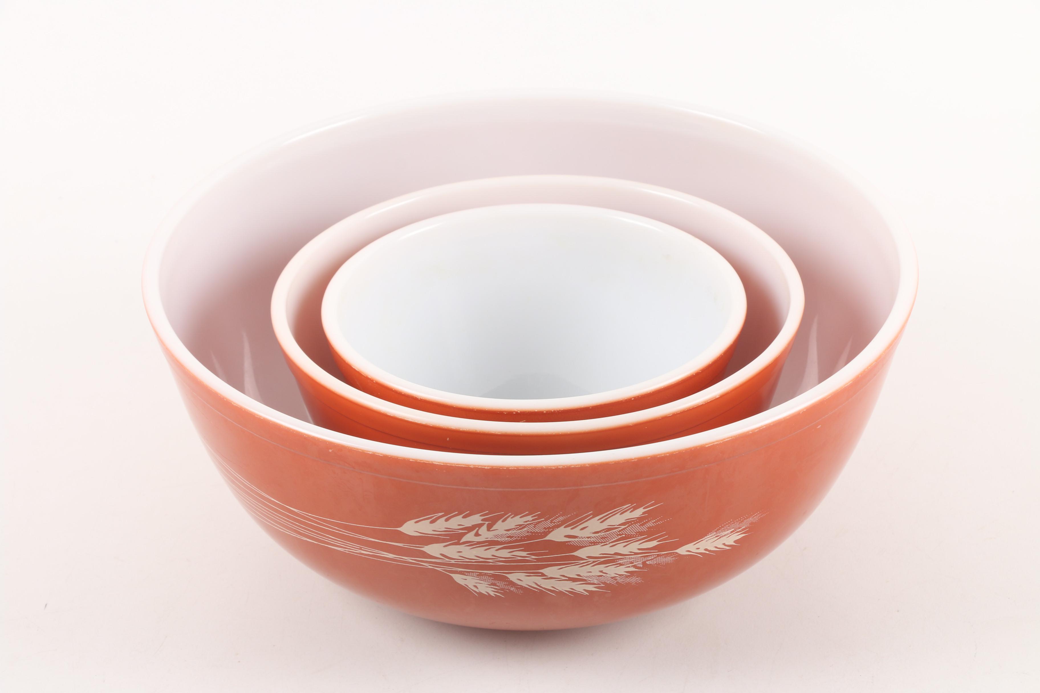 Vintage Pyrex "Autumn Harvest" Nesting Bowls Circa 1979-1986
