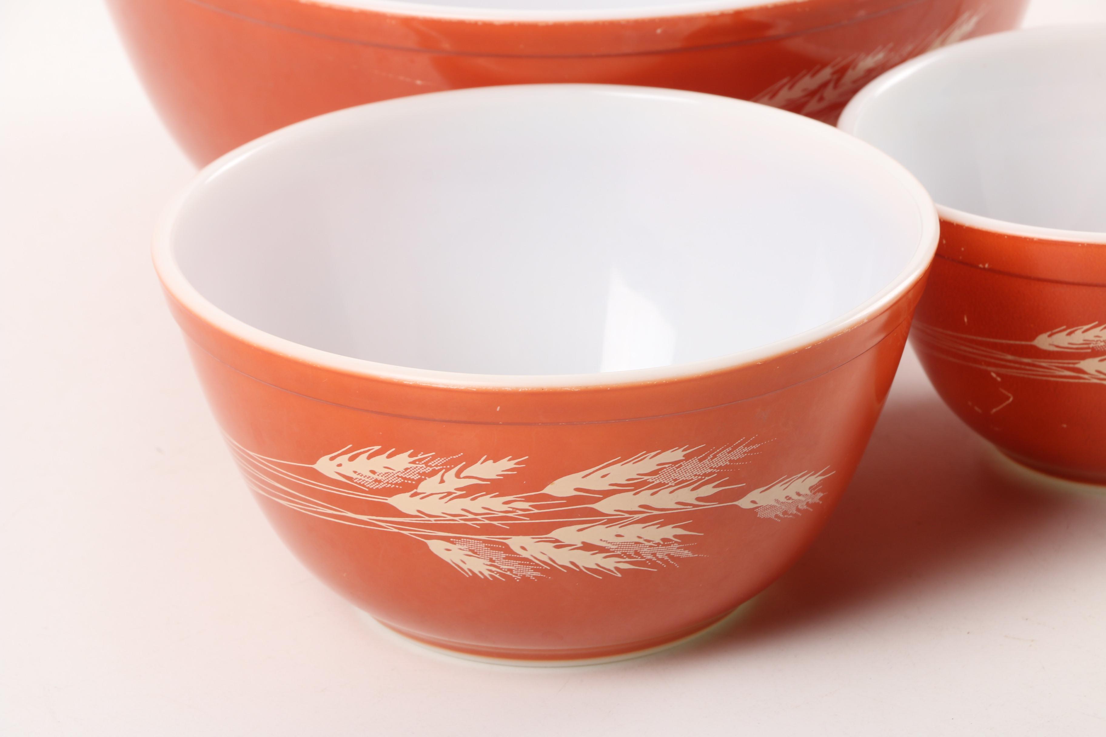 Vintage Pyrex "Autumn Harvest" Nesting Bowls Circa 1979-1986