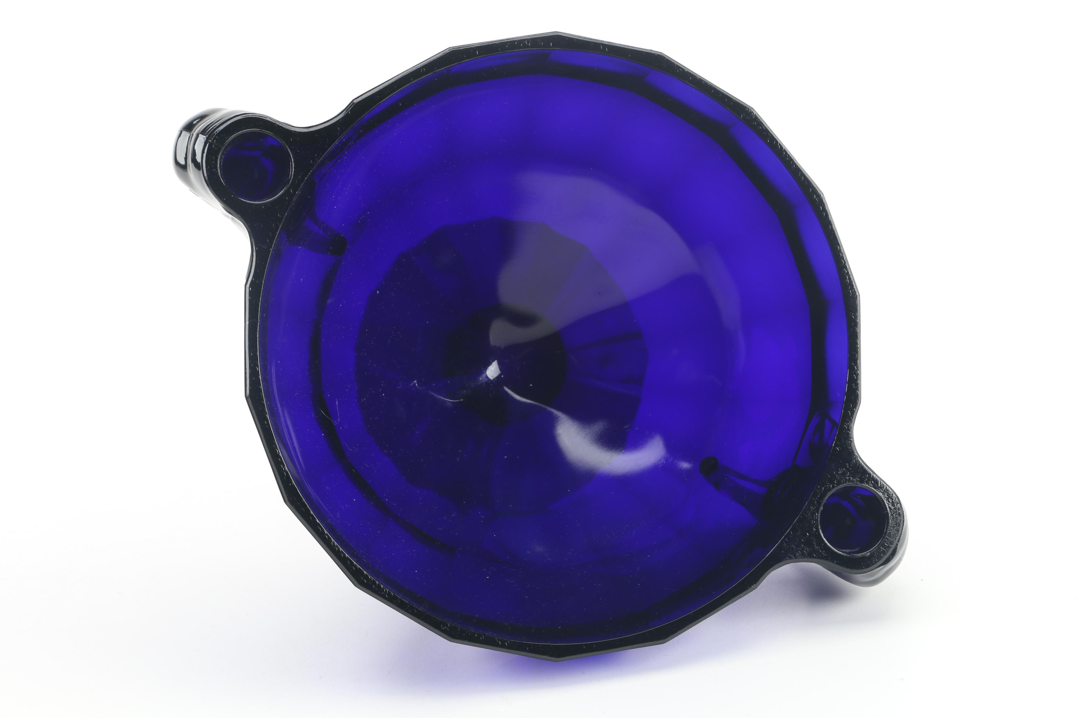 Vintage Westmoreland Cobalt Glass Console Bowl with Elephant Candle Holders