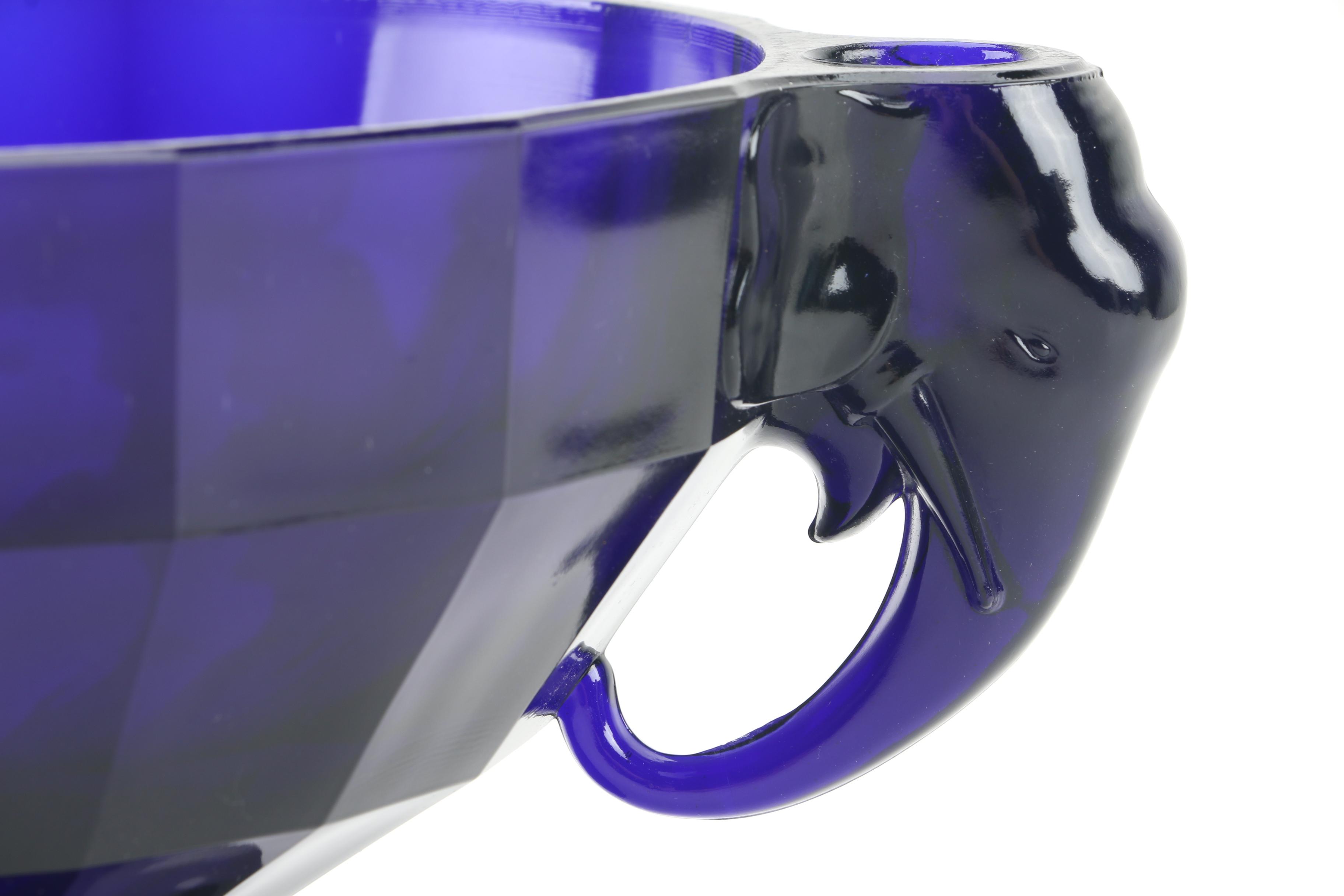 Vintage Westmoreland Cobalt Glass Console Bowl with Elephant Candle Holders