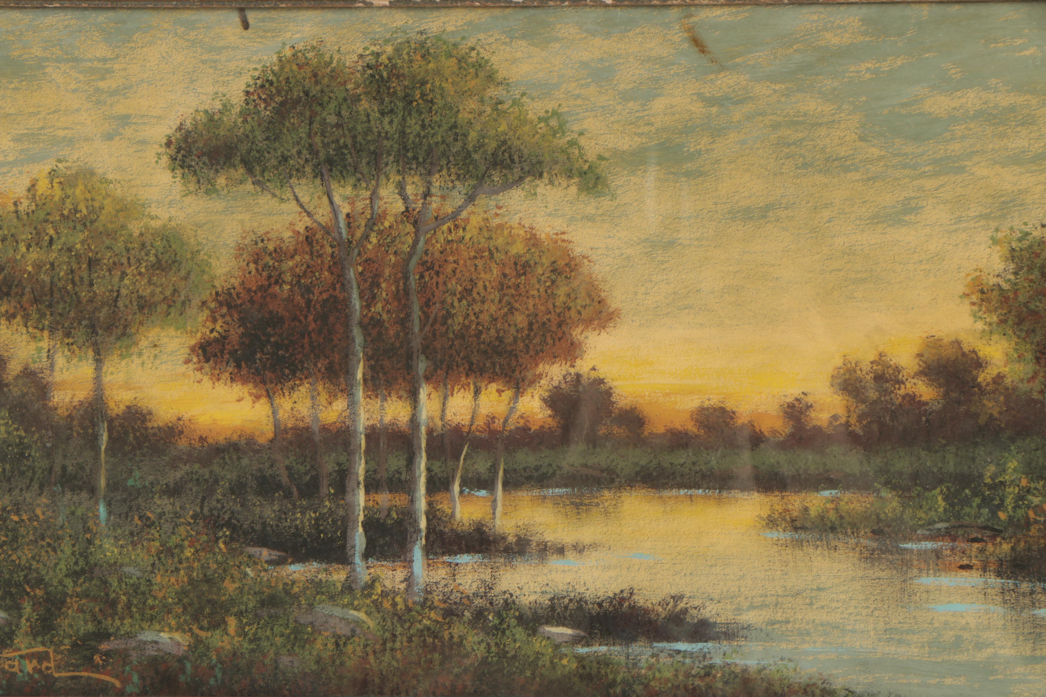 F. D. Ward Landscape Pastel Drawing