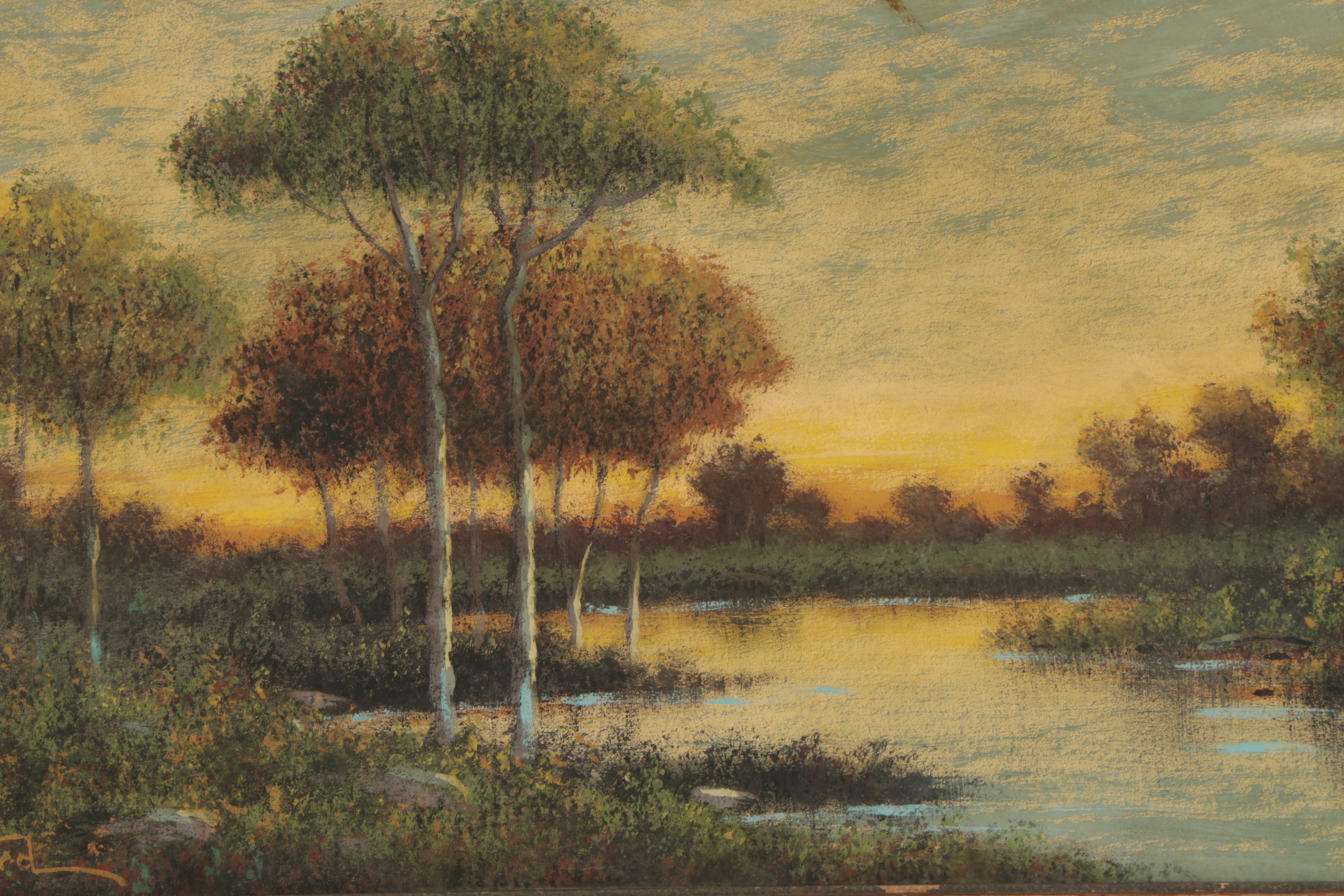 F. D. Ward Landscape Pastel Drawing