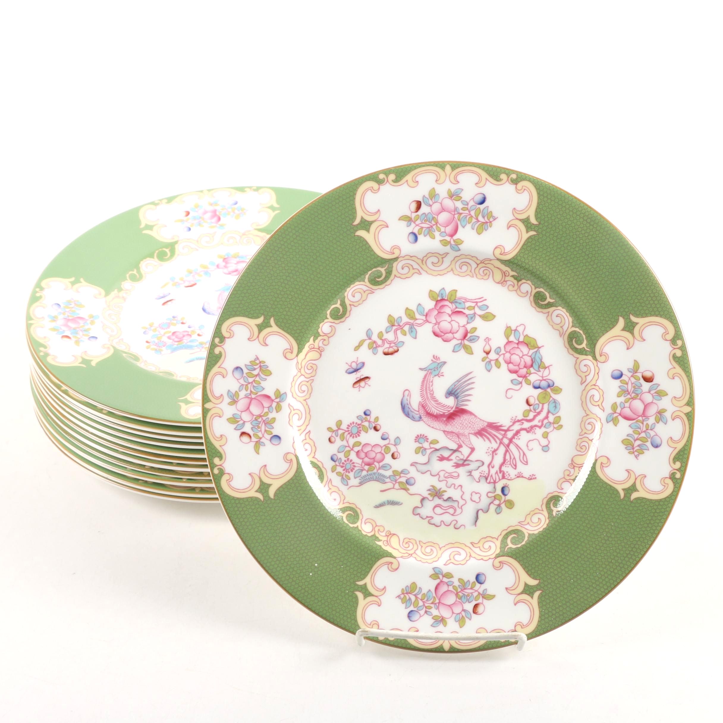 Minton "Green Cockatrice" Bone China Dinner Plates C. 1951-97