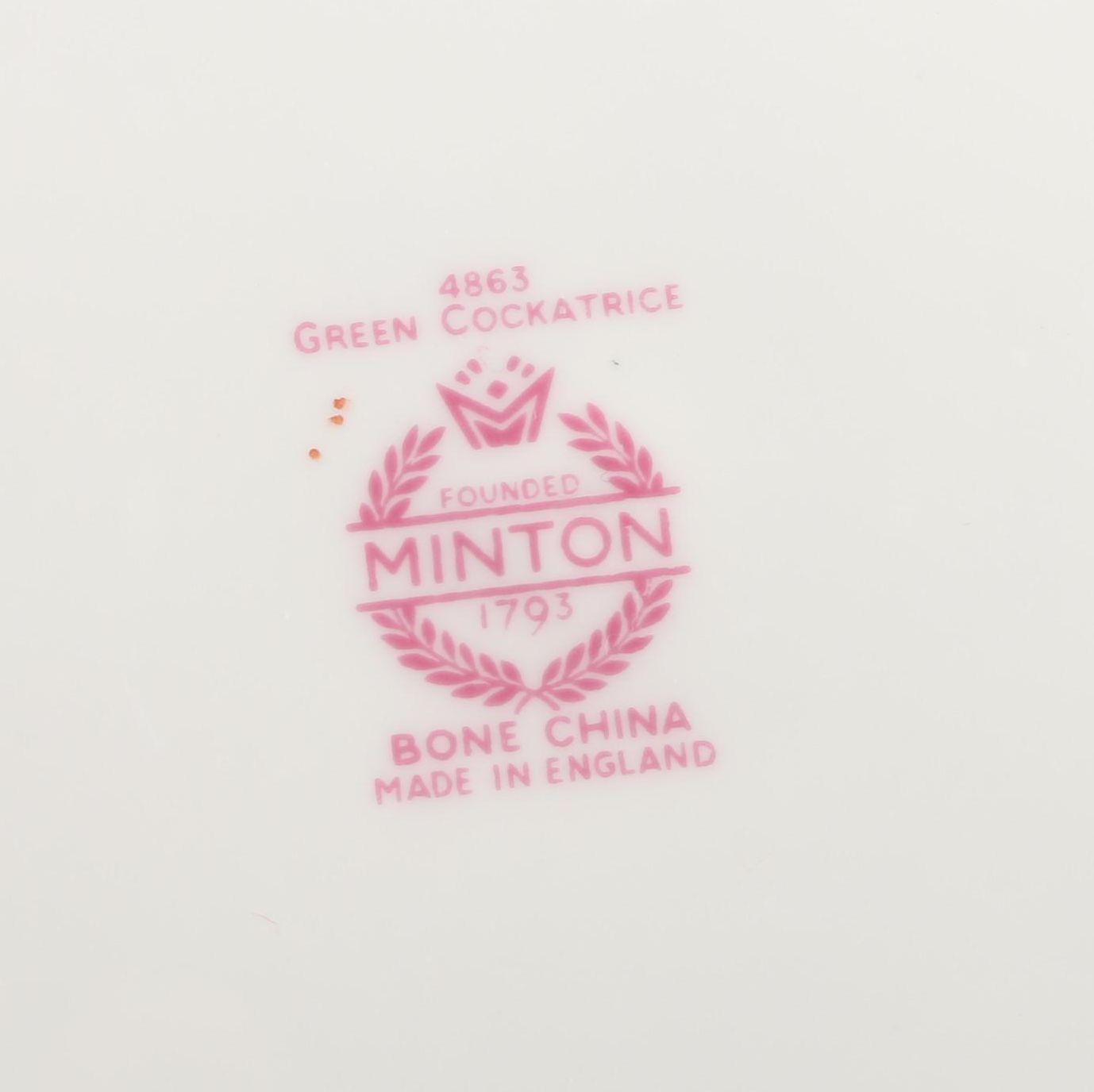 Minton "Green Cockatrice" Bone China Dinner Plates C. 1951-97