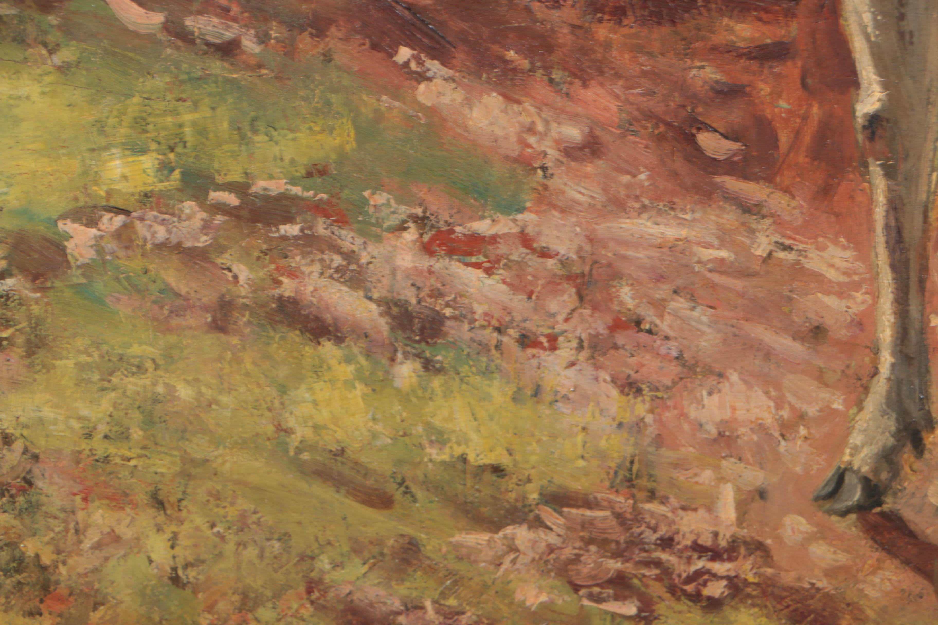 Paul Herzel 1919 Oil Painting on Canvas of a Buck