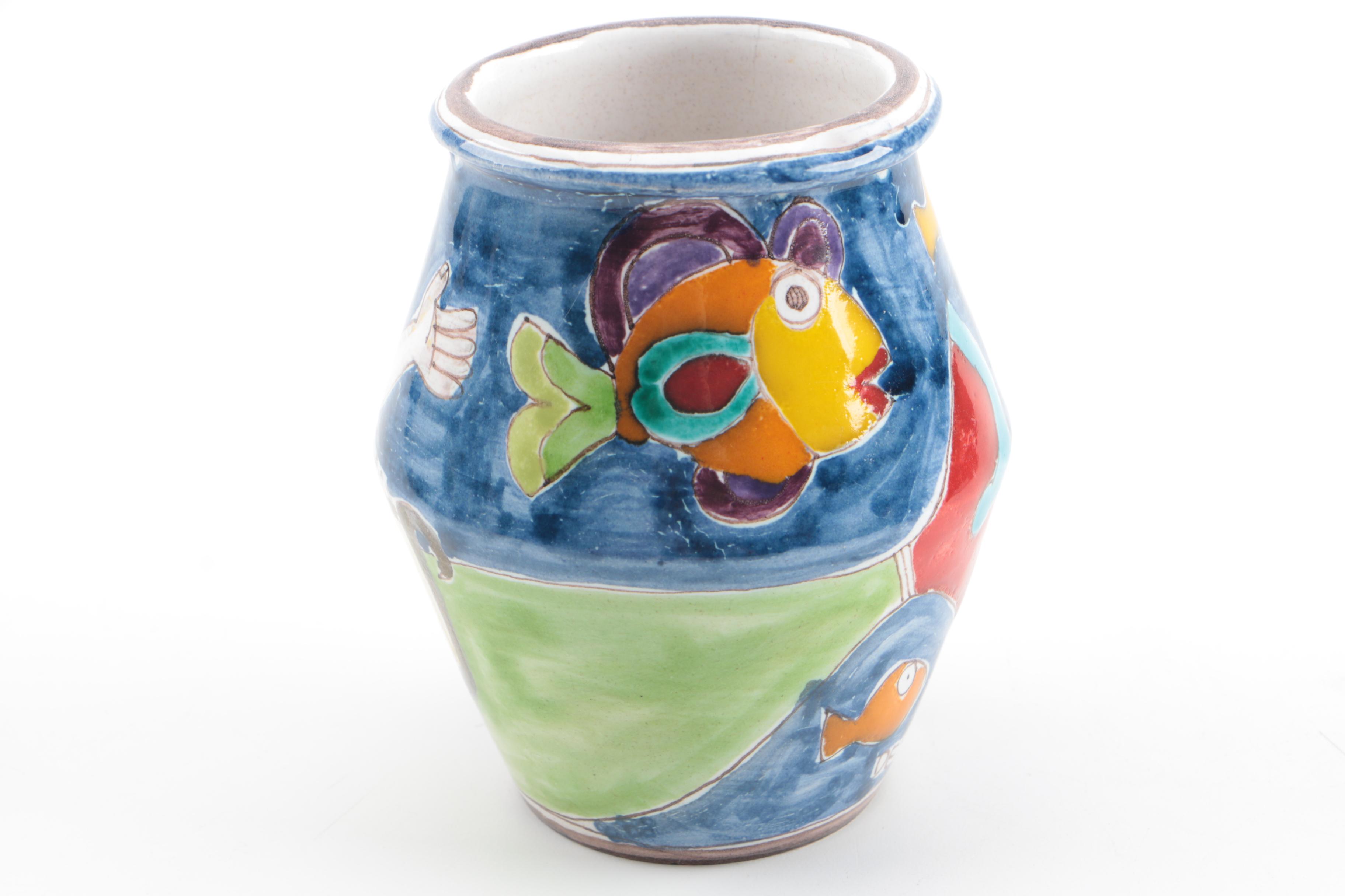 Signed Giovanni DeSimone for Vietri Italian Art Pottery Vase