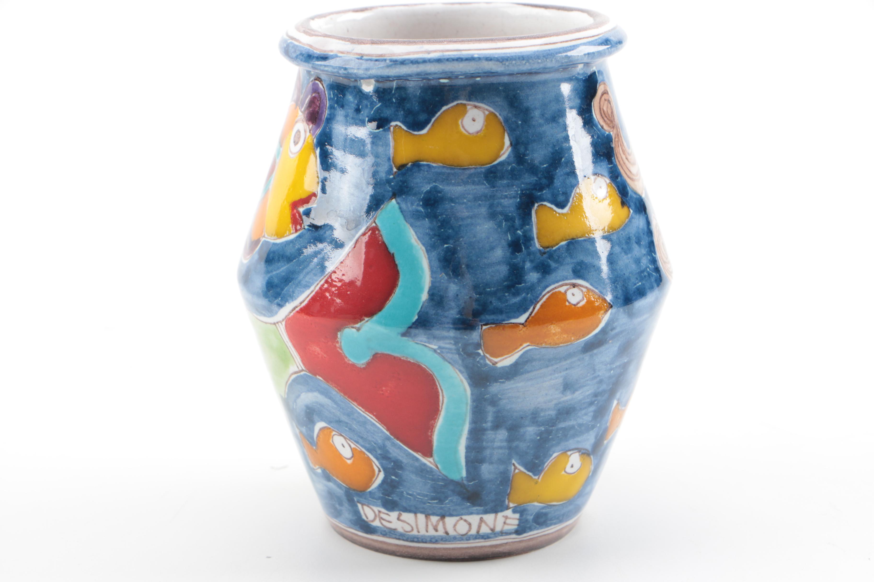Signed Giovanni DeSimone for Vietri Italian Art Pottery Vase