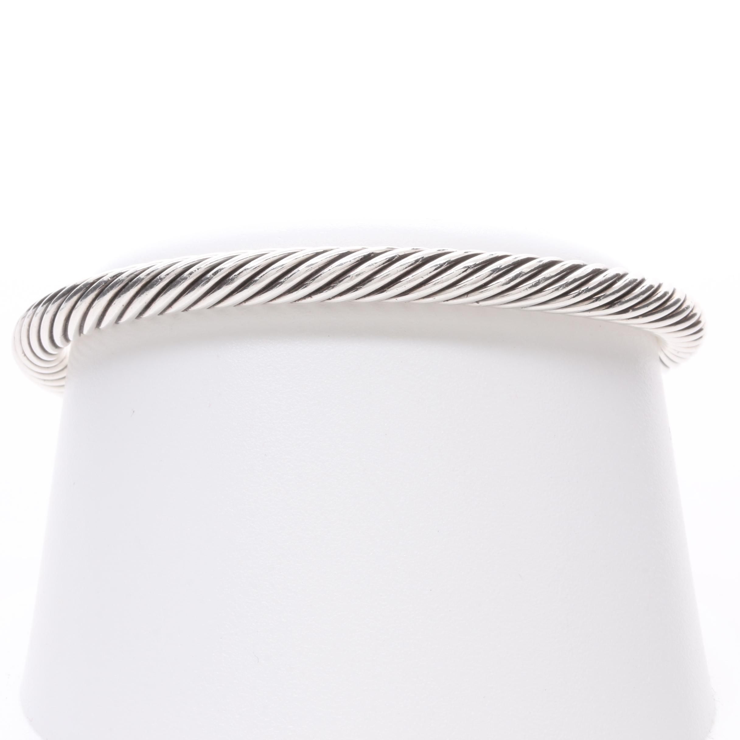 David Yurman "Cable Classic" Sterling Silver and 14K Yellow Gold Buckle Bracelet