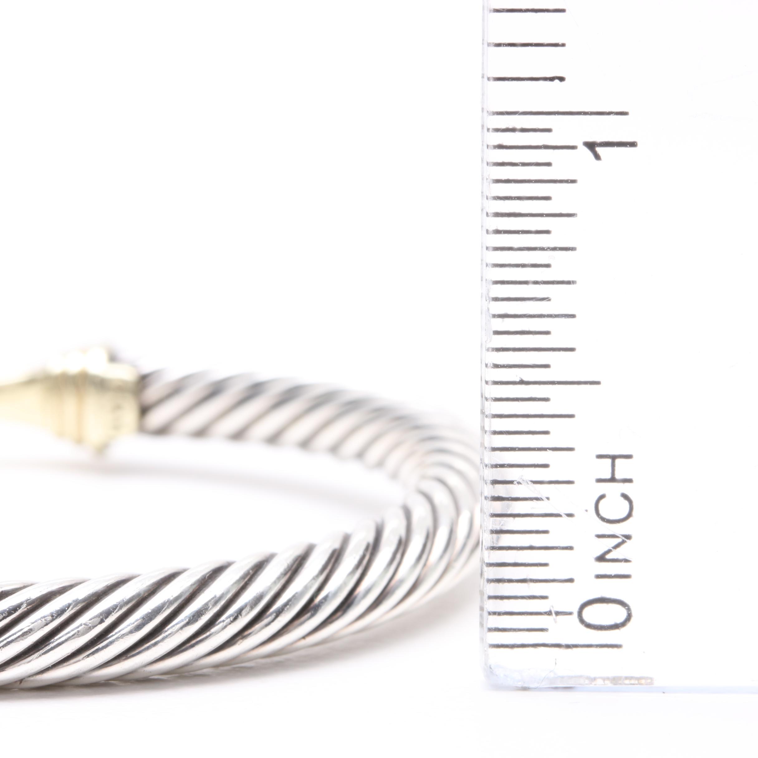 David Yurman "Cable Classic" Sterling Silver and 14K Yellow Gold Buckle Bracelet