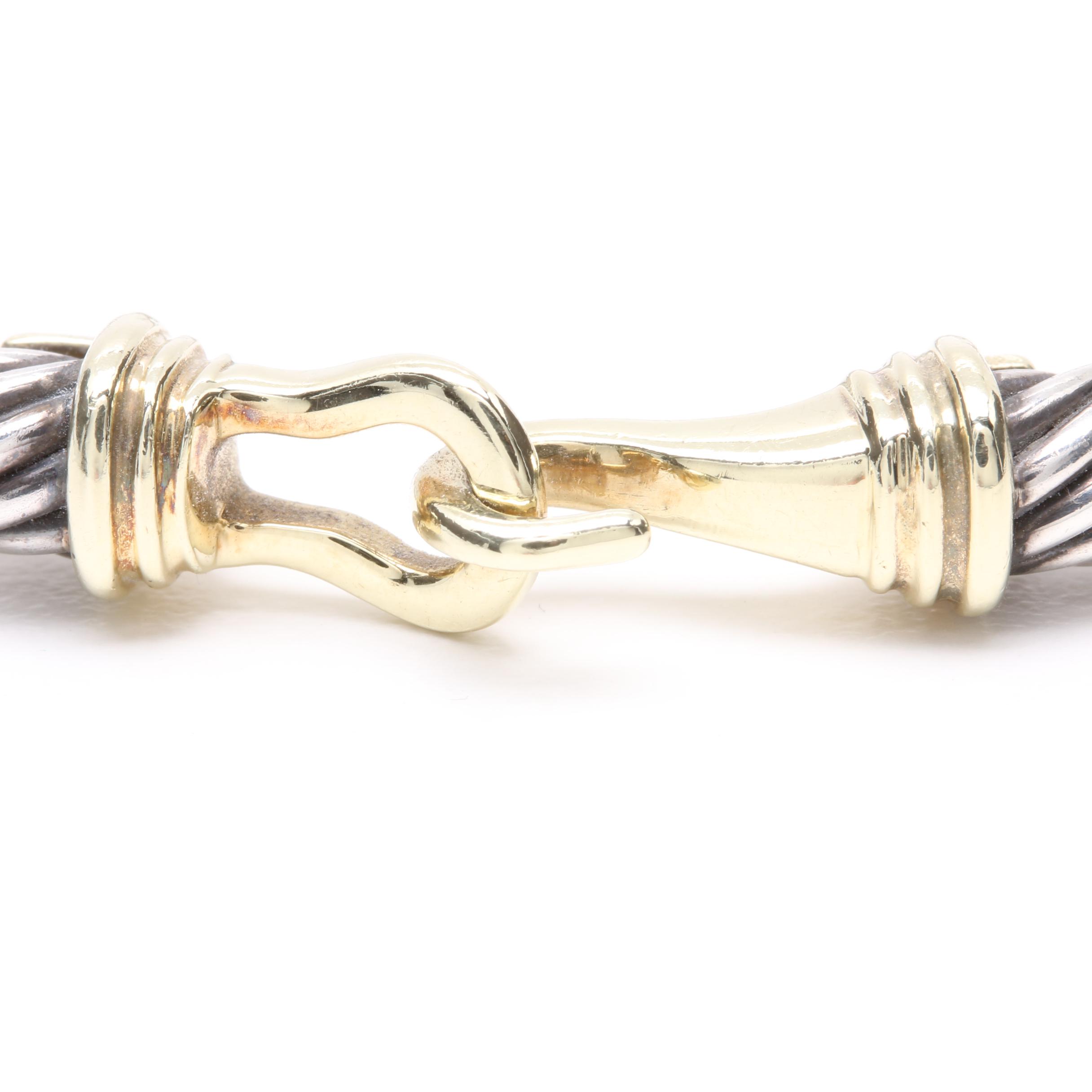 David Yurman "Cable Classic" Sterling Silver and 14K Yellow Gold Buckle Bracelet