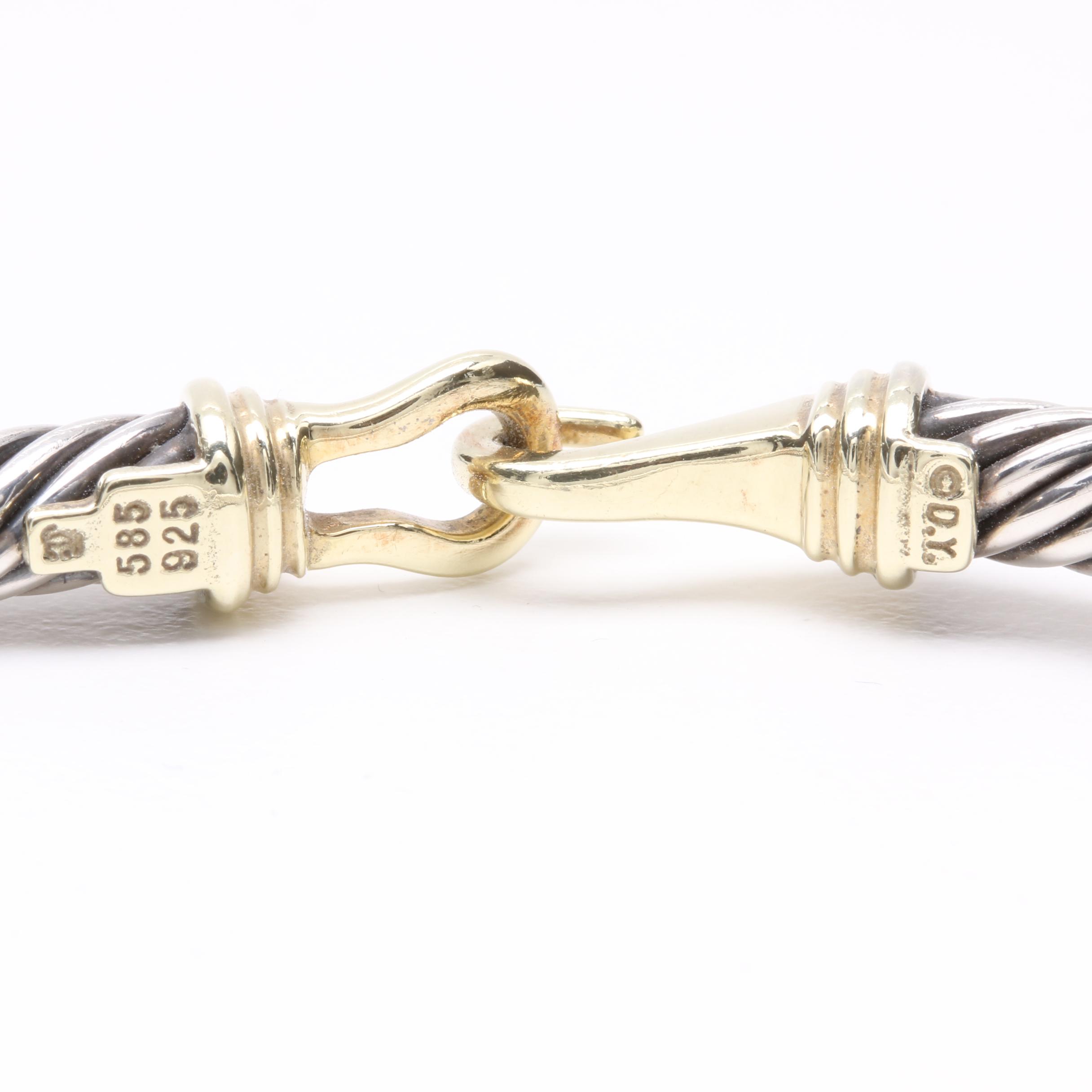 David Yurman "Cable Classic" Sterling Silver and 14K Yellow Gold Buckle Bracelet