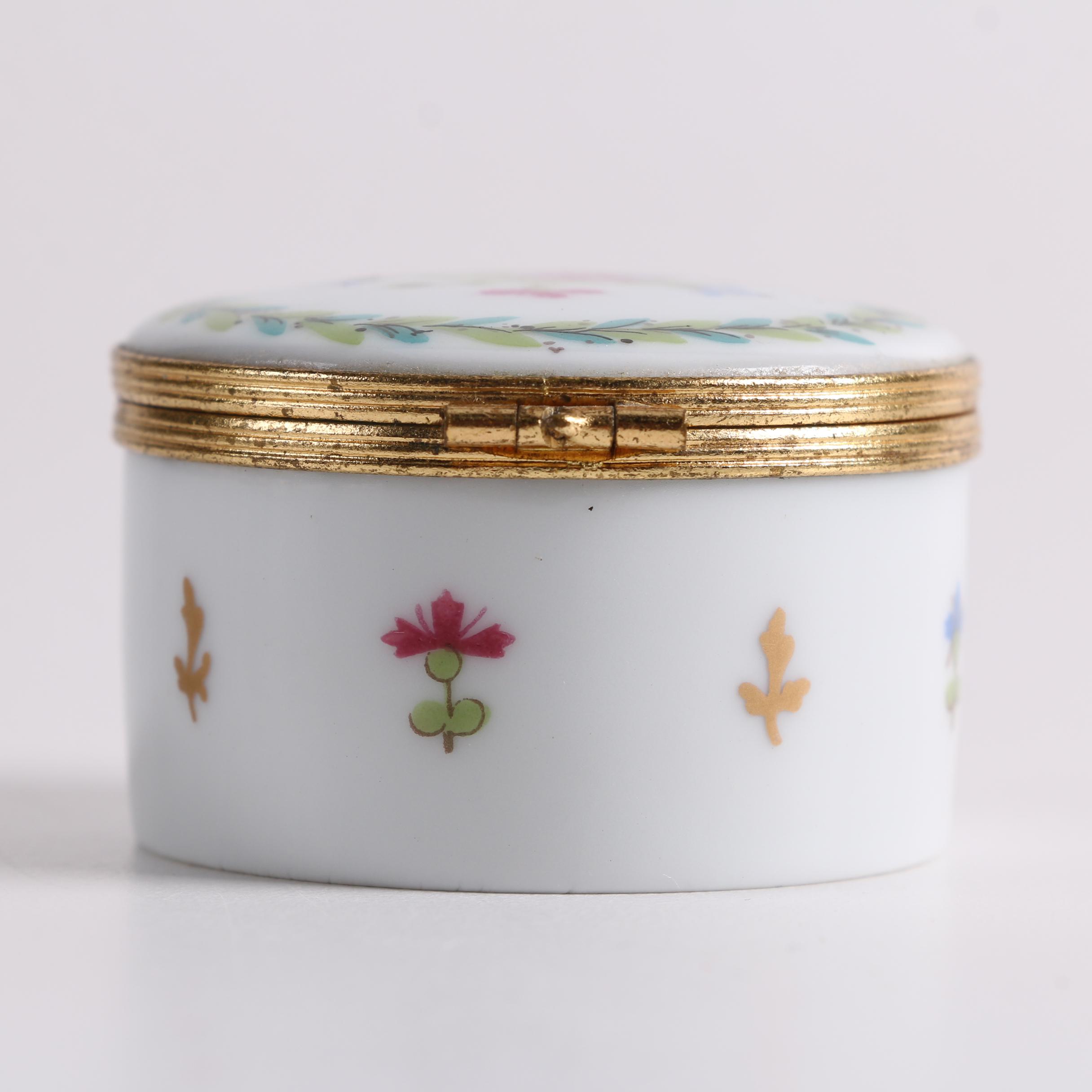 Haviland Limoges "Vieux Paris" Porcelain Shelf Clock and Trinket Boxes