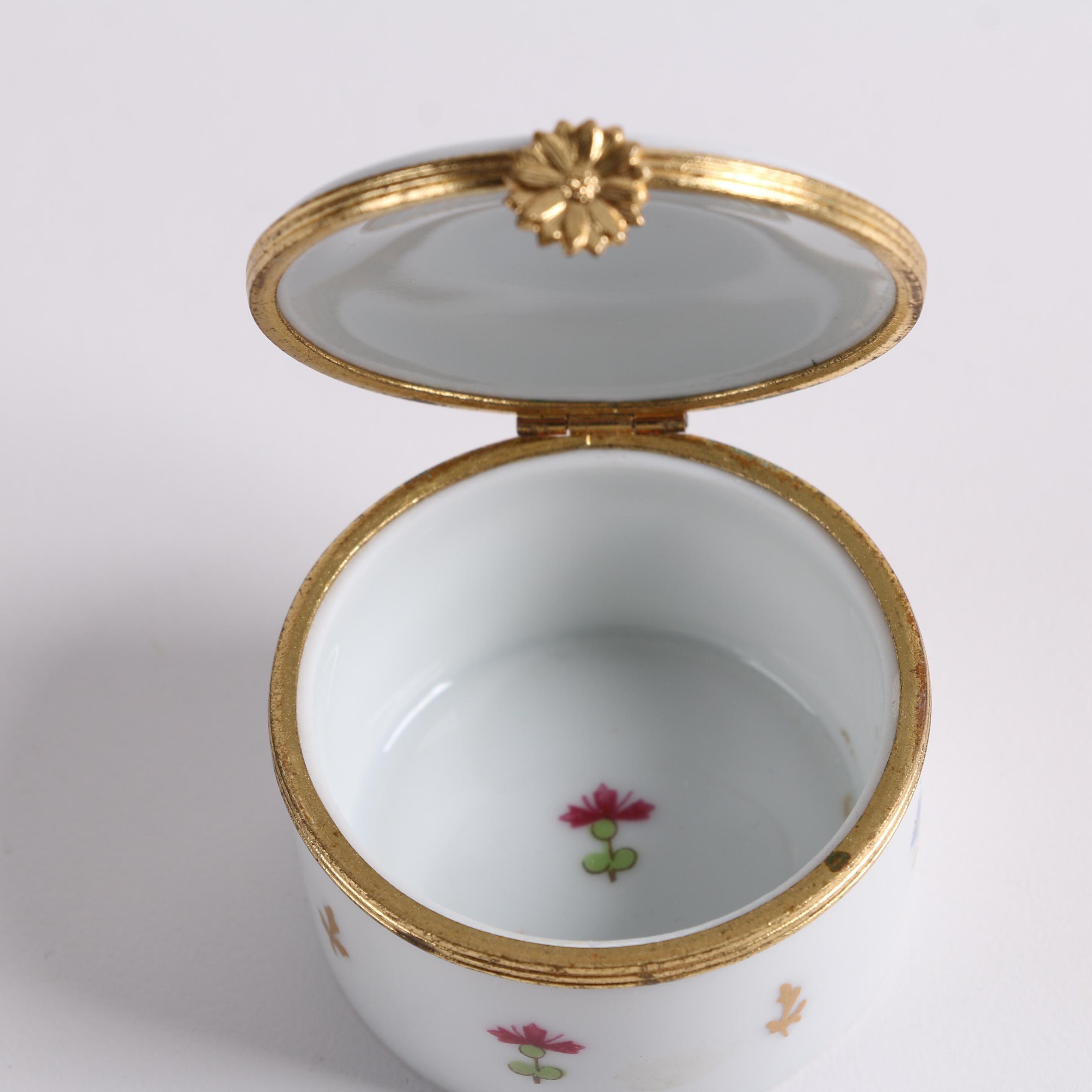 Haviland Limoges "Vieux Paris" Porcelain Shelf Clock and Trinket Boxes