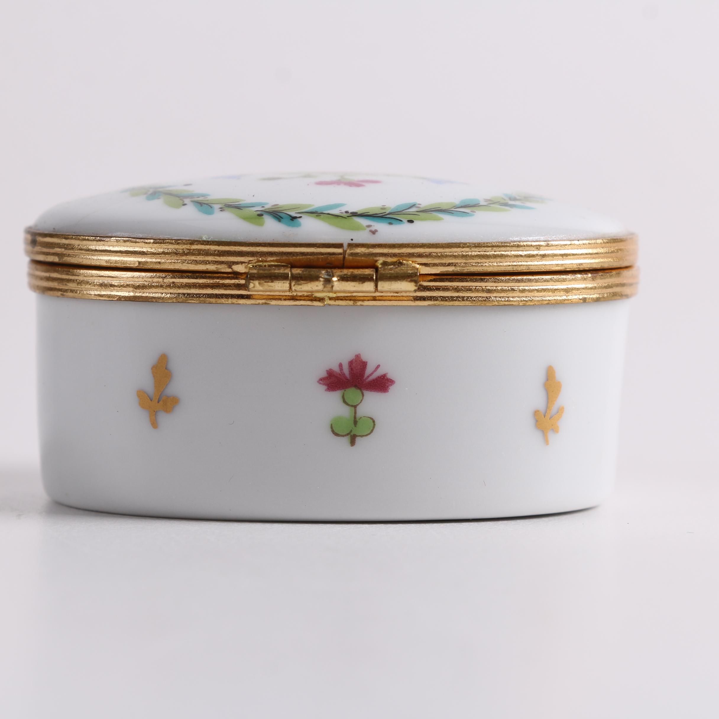 Haviland Limoges "Vieux Paris" Porcelain Shelf Clock and Trinket Boxes