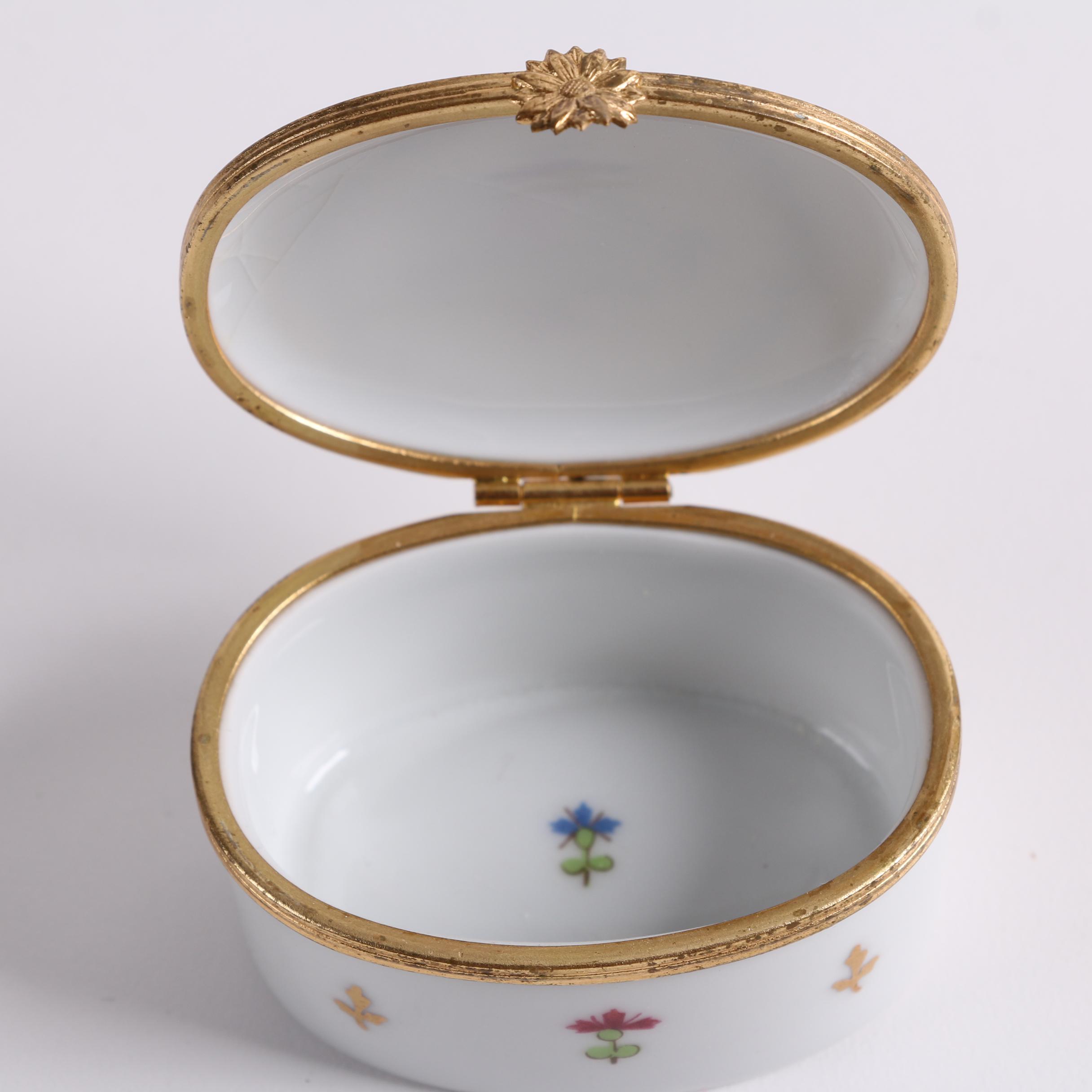 Haviland Limoges "Vieux Paris" Porcelain Shelf Clock and Trinket Boxes