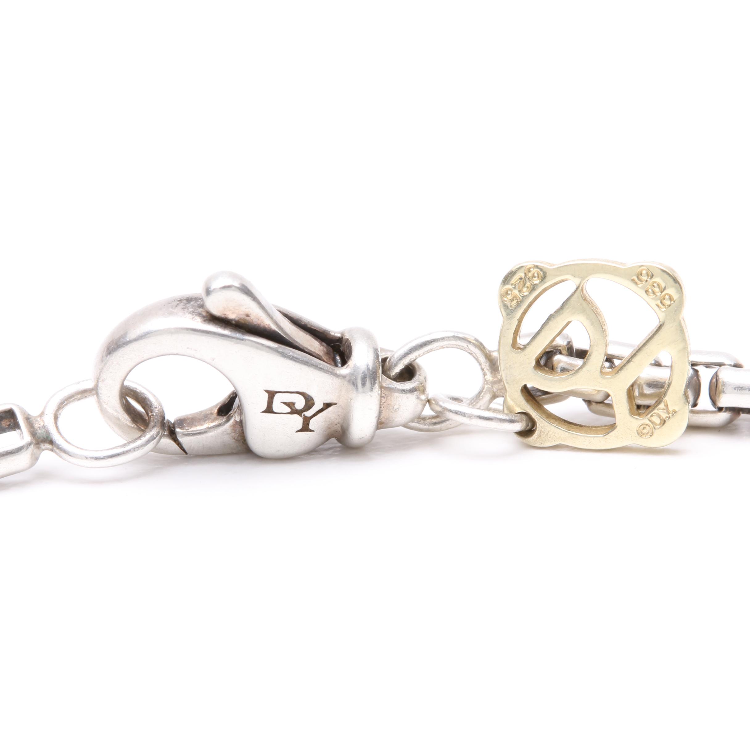 David Yurman Sterling Silver Box Chain Necklace with 14K Yellow Gold Accent