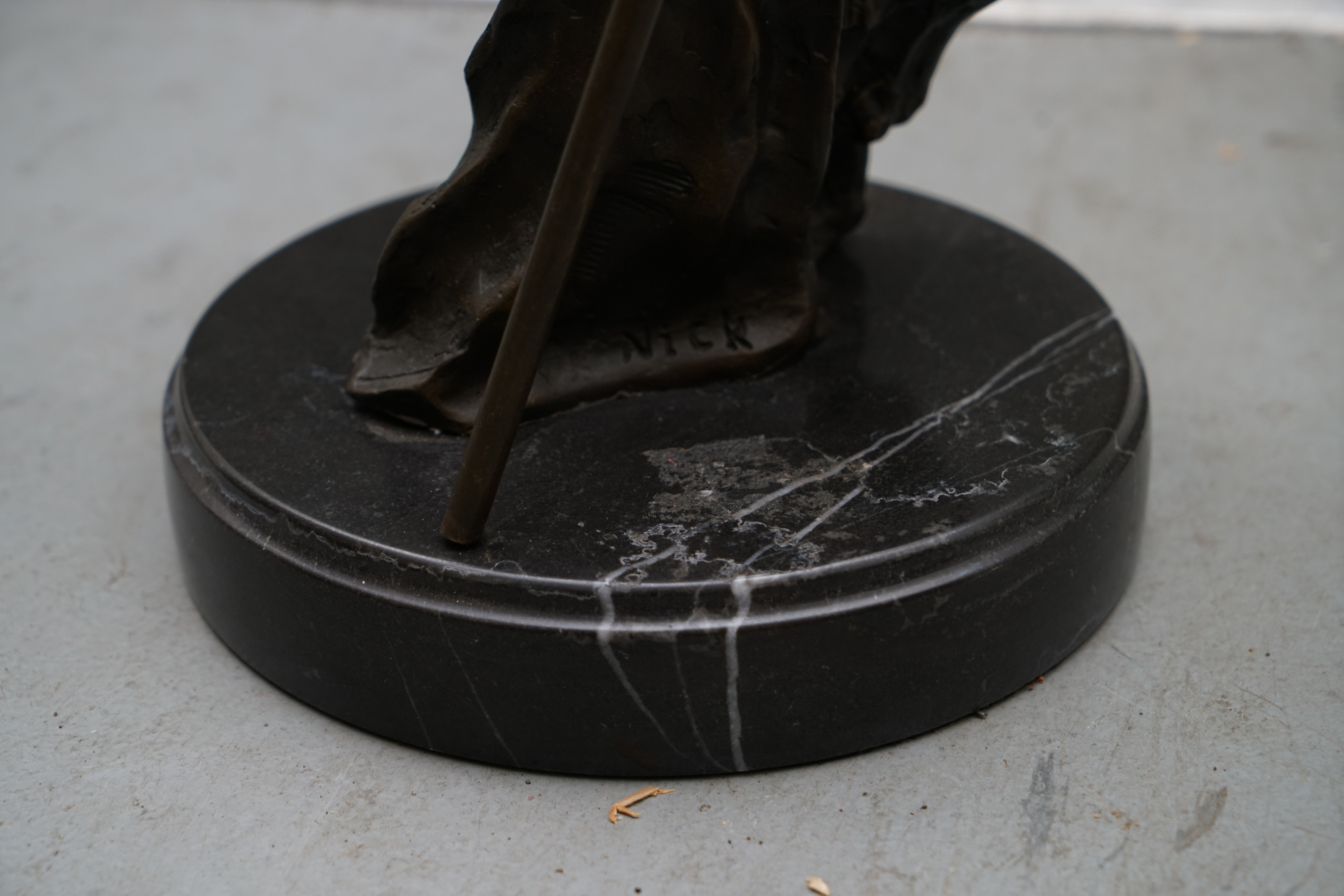 Bronze Tone Metal Sculpture of Native American Warrior